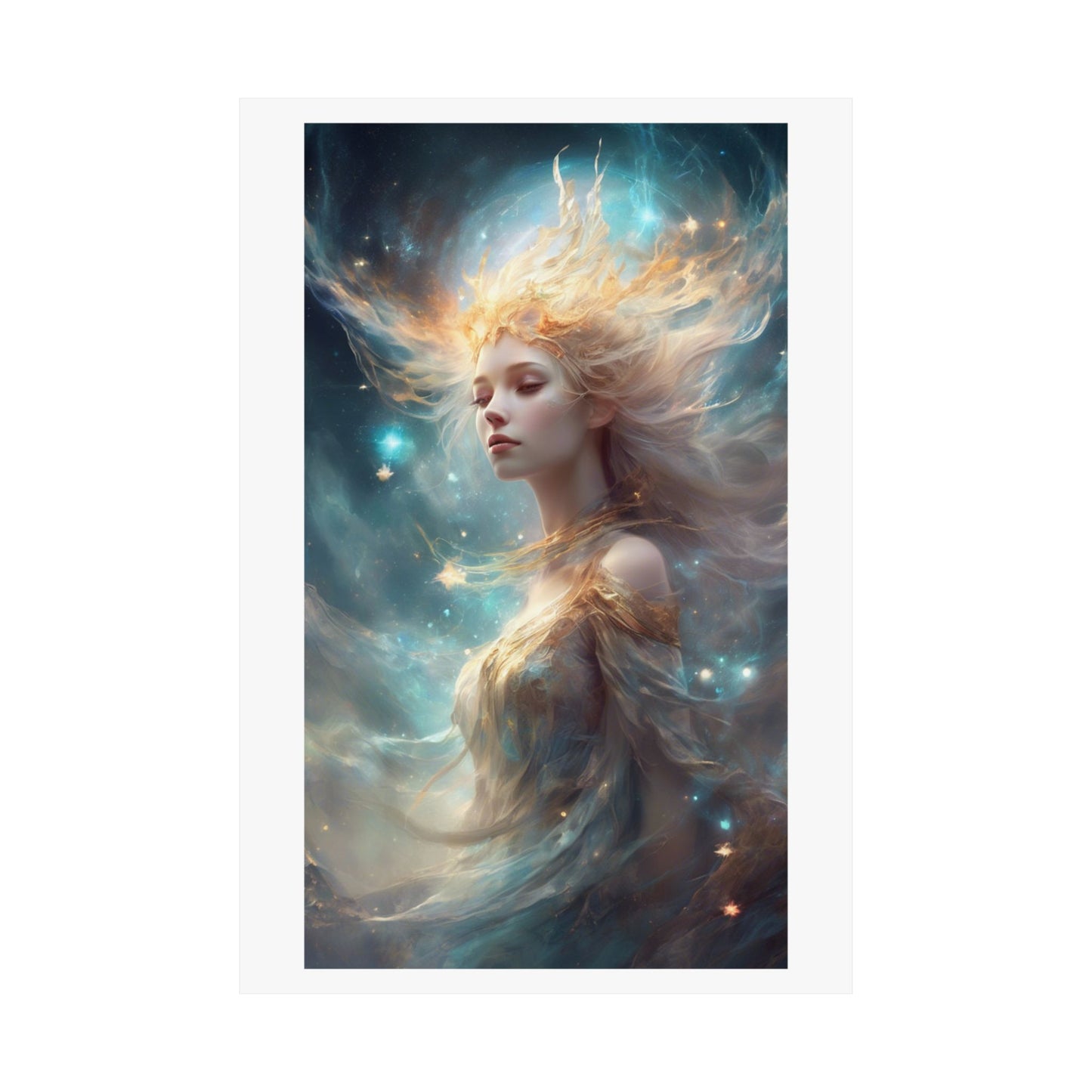 Solar Celestial Spirit Fantasy Portrait Poster