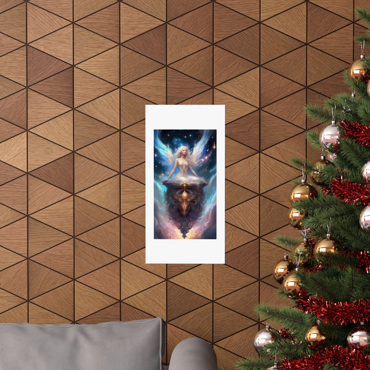 Celestial Winged Meditation Fantasy Portrait Poster