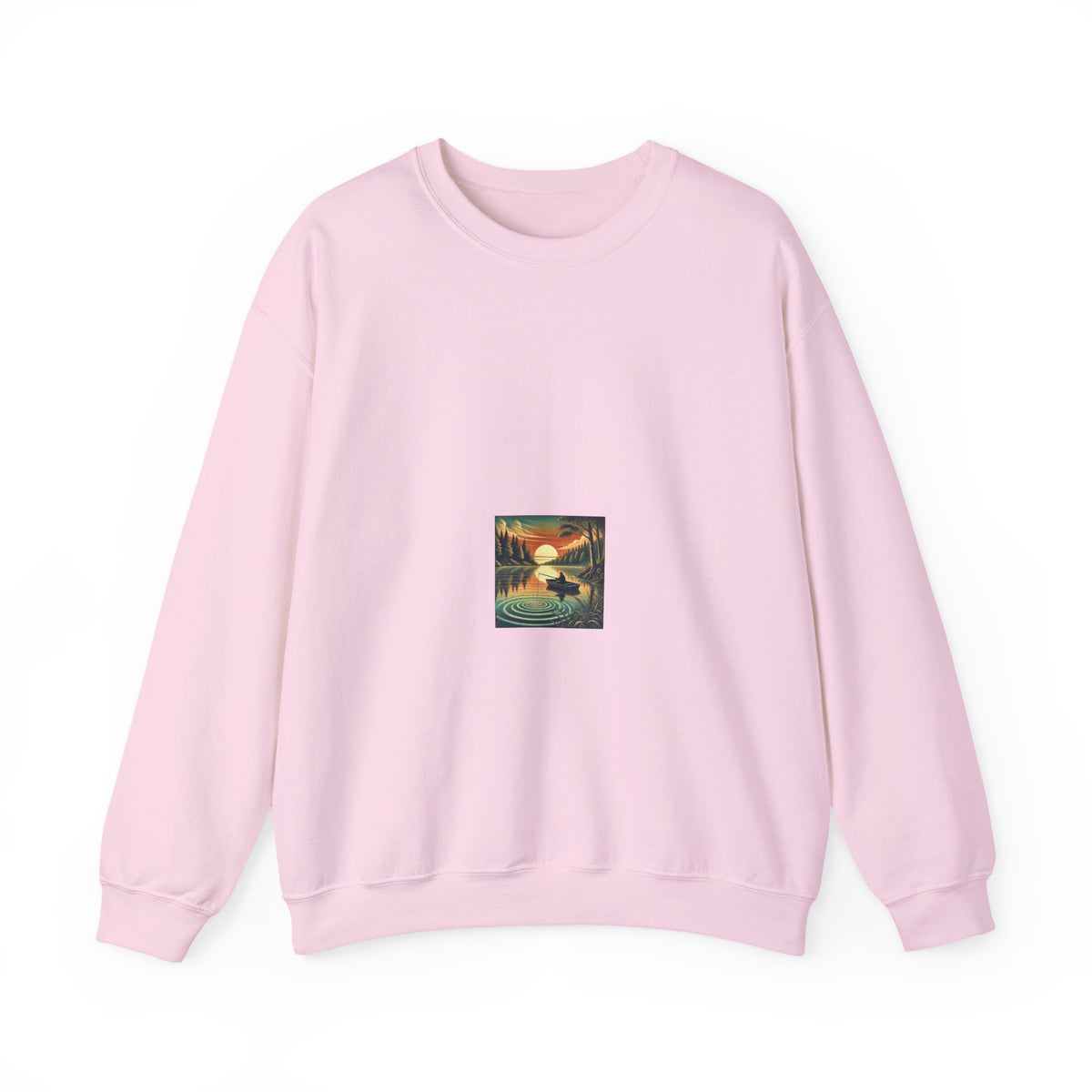 Sunset Lake Fishing Retreat Angler Crewneck Sweatshirt Nature Gift