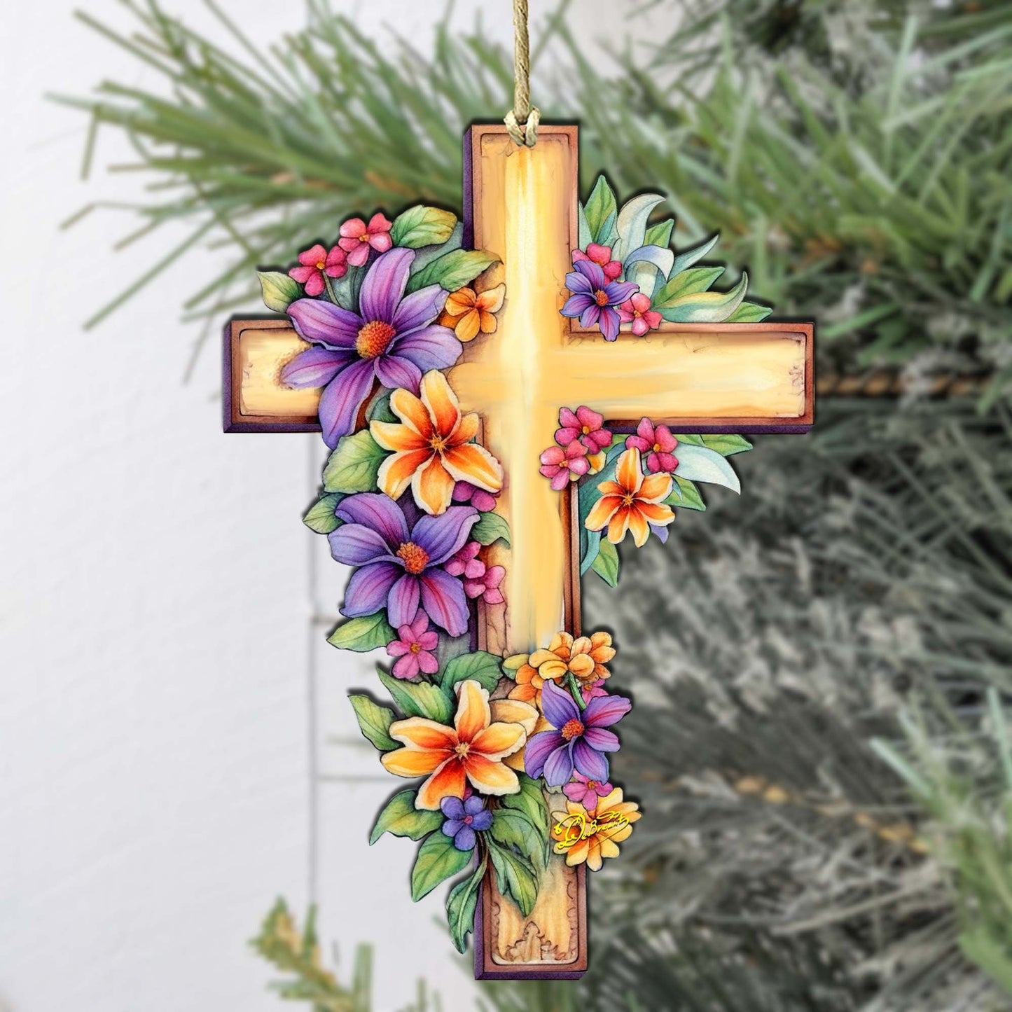Garden Serenity Cross Wooden Ornaments by G. DeBrekht Easter Spring Décor - 8688168