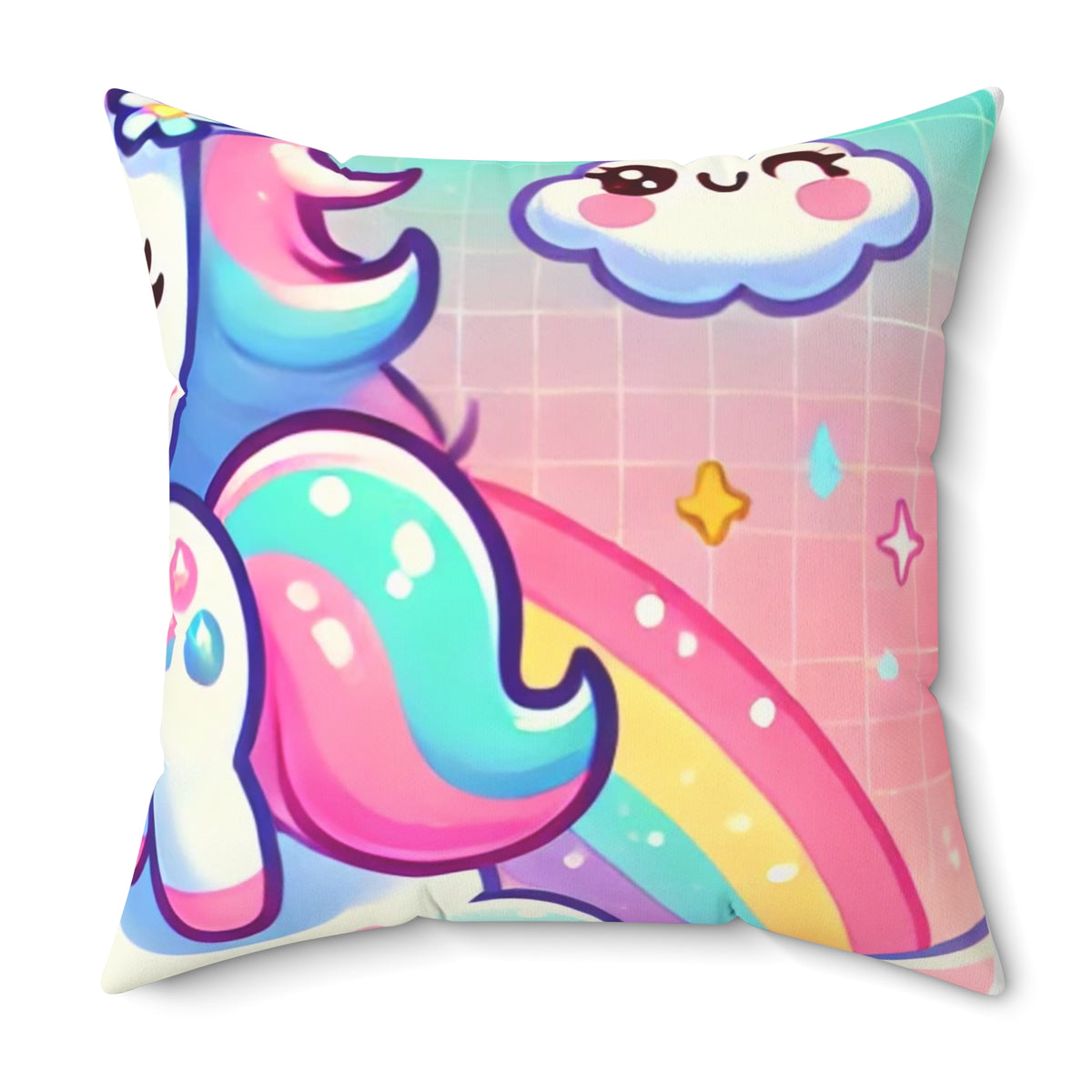 Pastel Rainbow Unicorn Cloud Kawaii Decorative Pillow