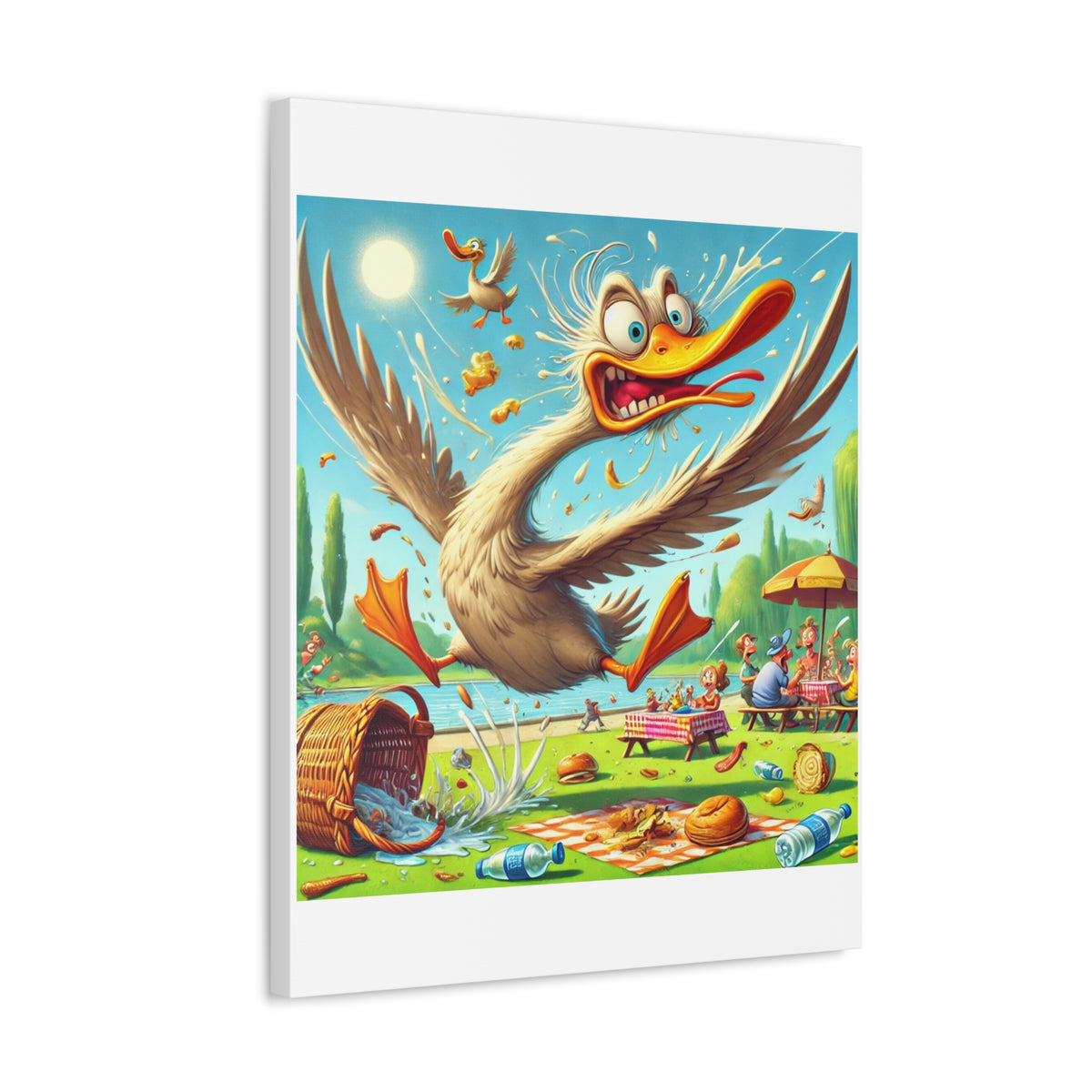 Chaotic Picnic Duck Funny Summer Canvas Wall Art