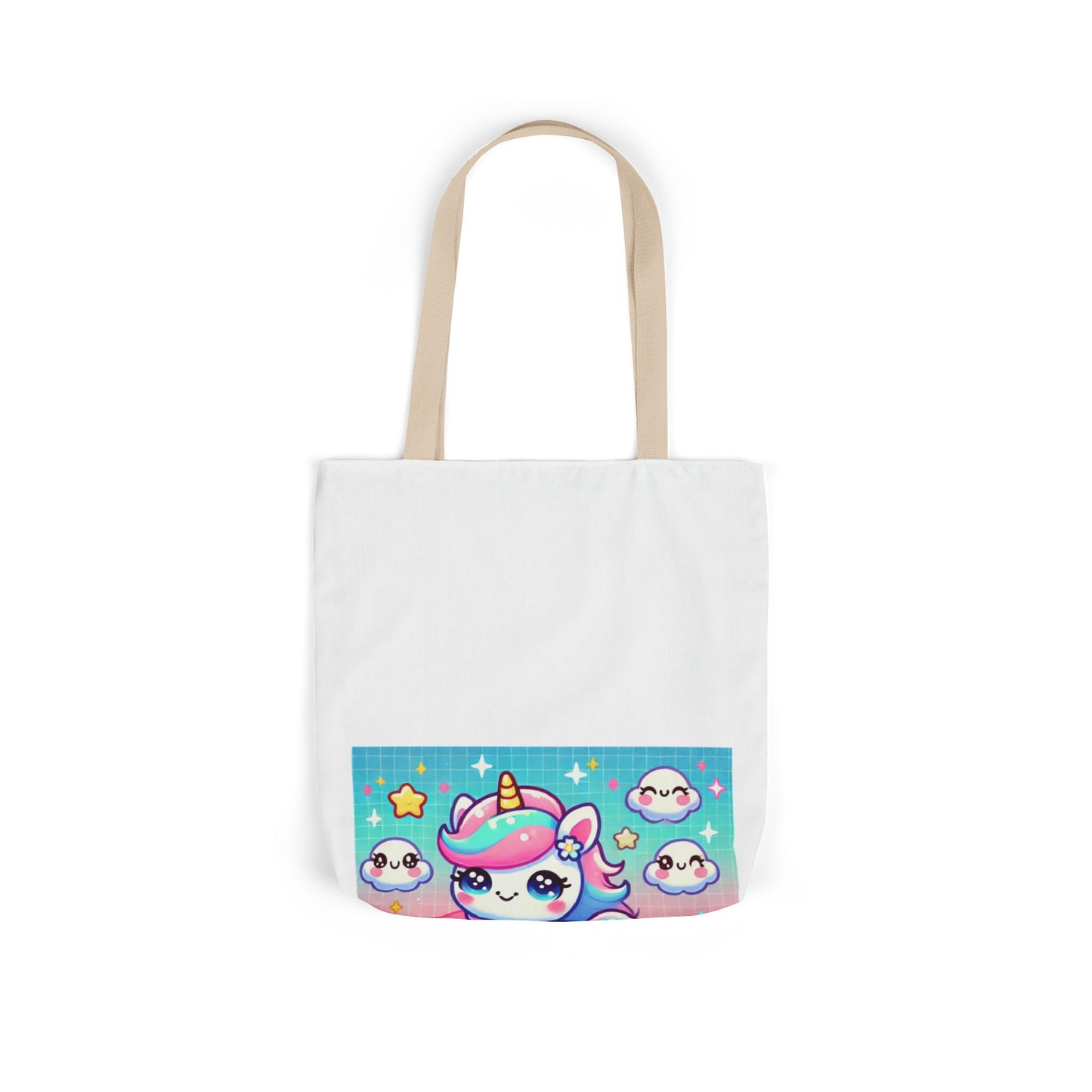 Pastel Rainbow Unicorn Cloud Kawaii Canvas Tote Bag