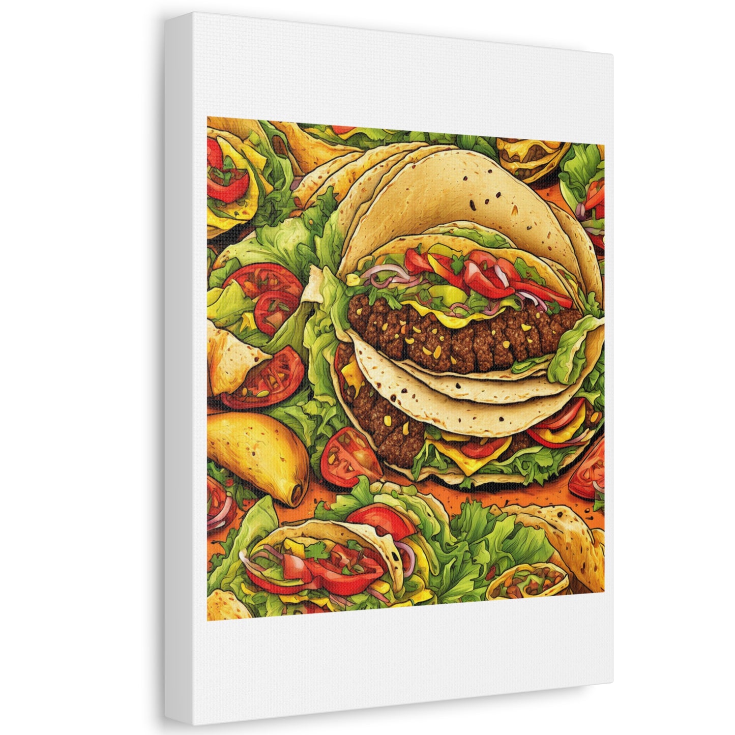 Stacked Taco Fiesta Foodie Gift Art Canvas