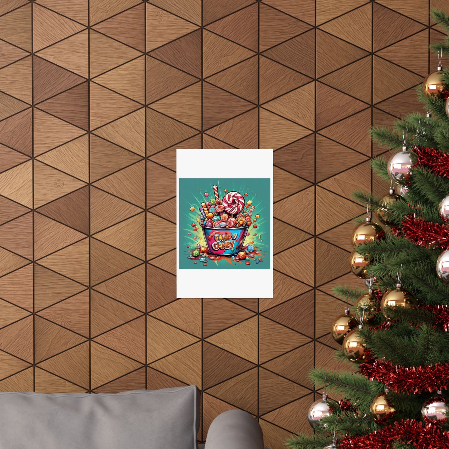 Holiday Candy Bucket Sweets Gift Art Poster