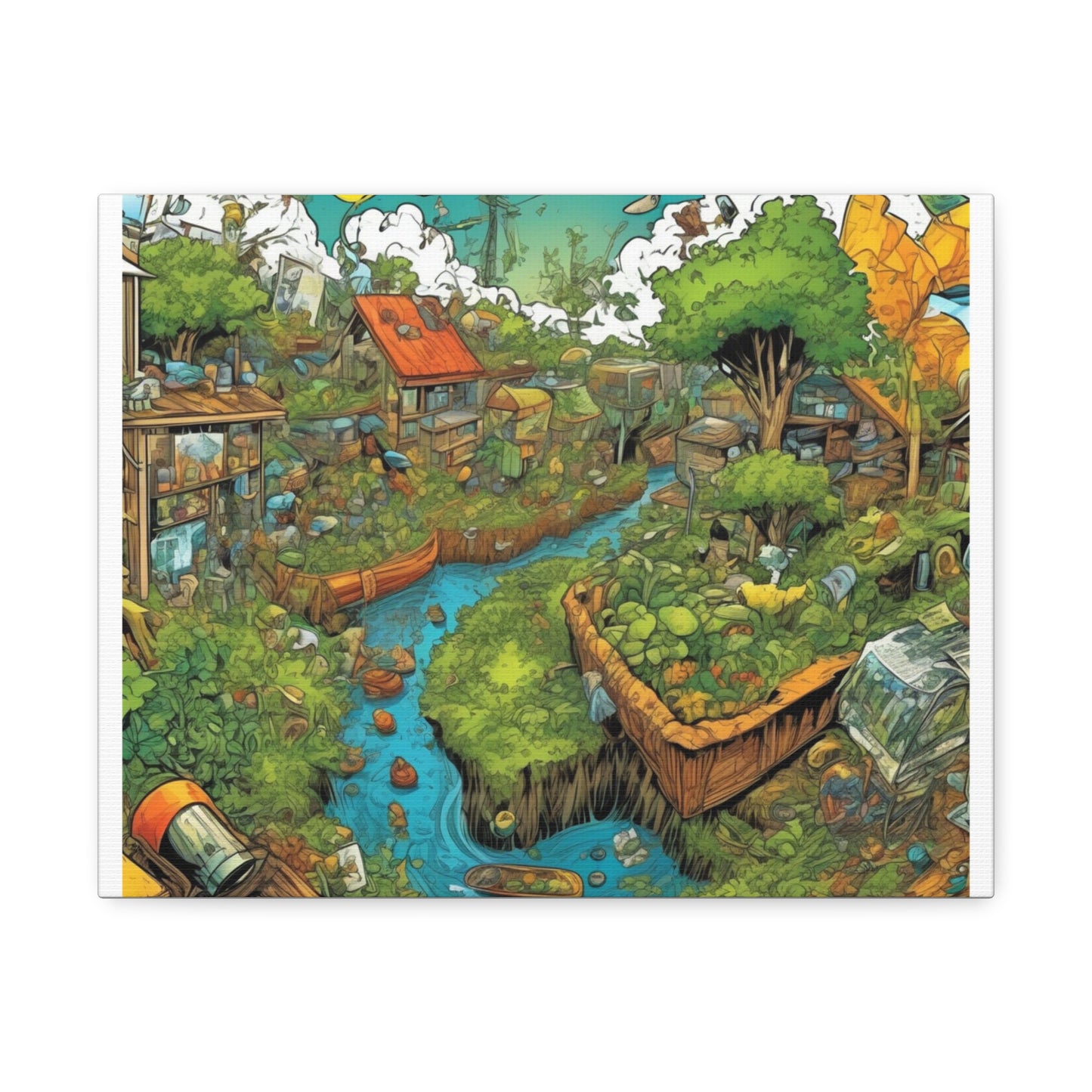 Whimsical Garden Stream Nature Gift Art Canvas