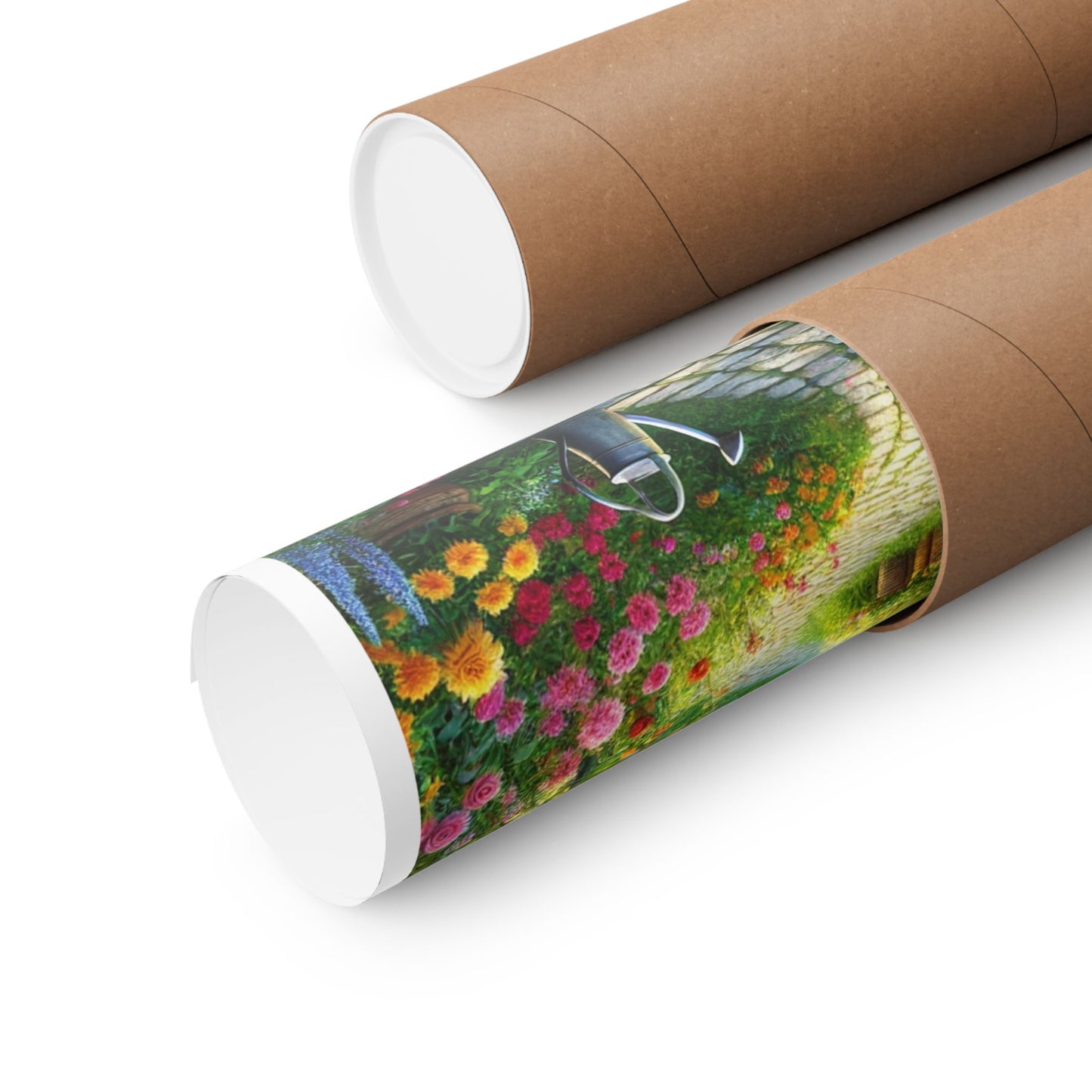 Sunlit Spring Flower Garden Bench Poster
