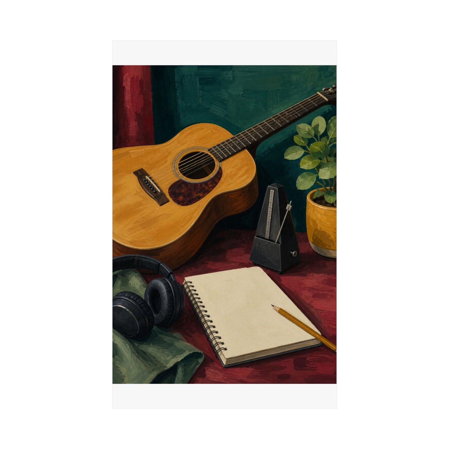 Cozy Acoustic Music Practice Art Poster