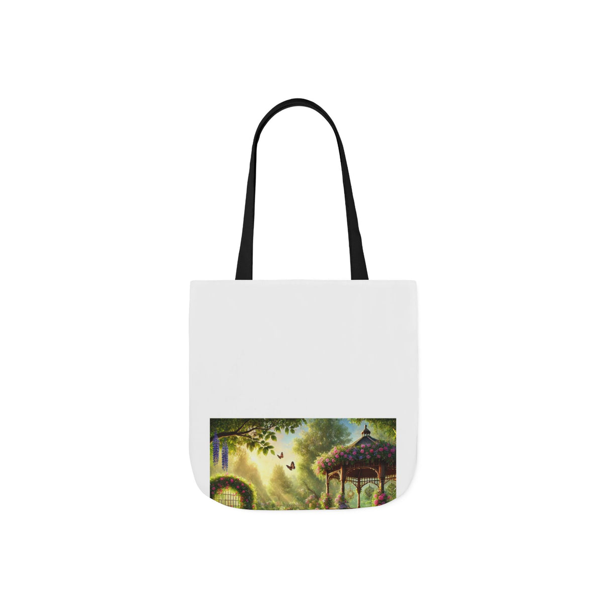 Sunlit Rose Gazebo Cottage Garden Canvas Tote Bag