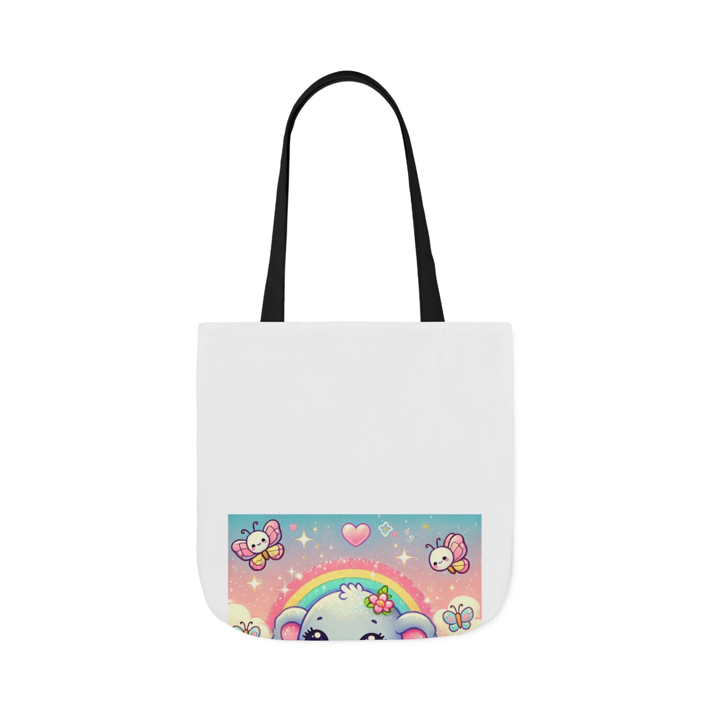 Pastel Rainbow Baby Elephant Floral Canvas Tote Bag