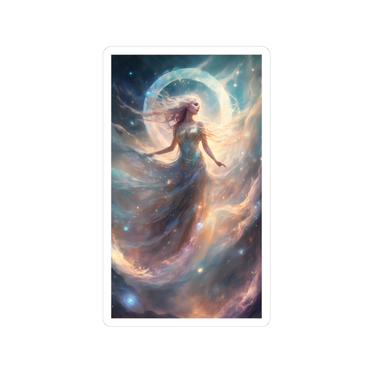 Moonlit Celestial Dancer Fantasy Portrait Sticker