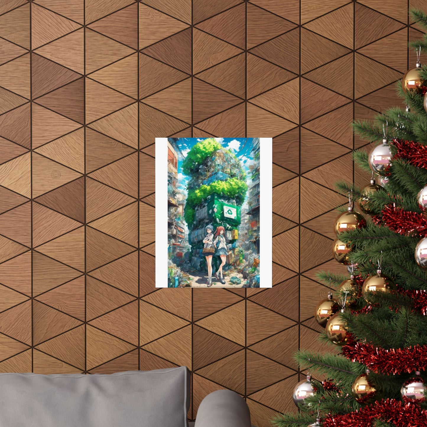 Urban Recycling Anime Friends Green City Wall Poster