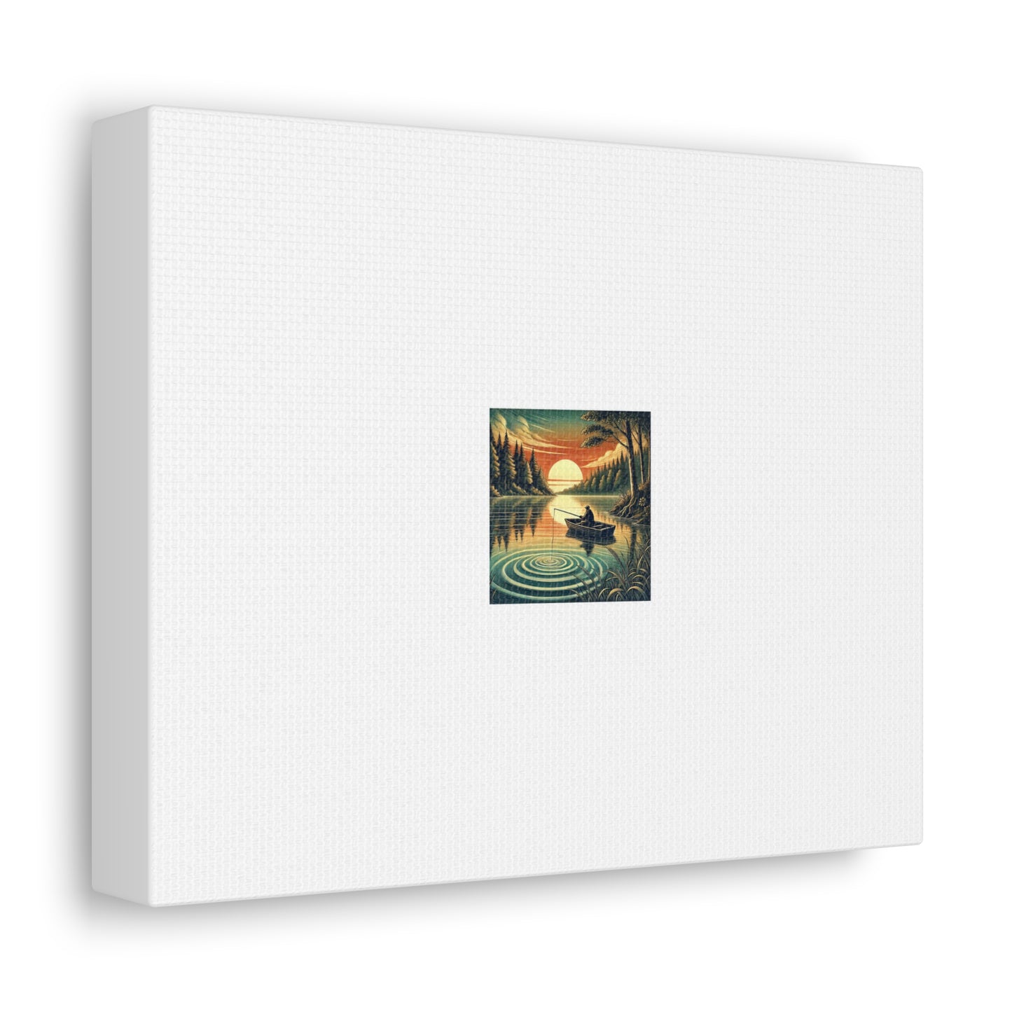 Sunset Lake Fishing Retreat Canvas Lake House Fishing Wall Art Gift