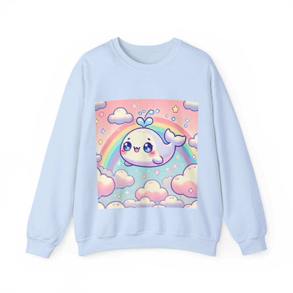 Kawaii Rainbow Whale Pastel Cloud Sweatshirt