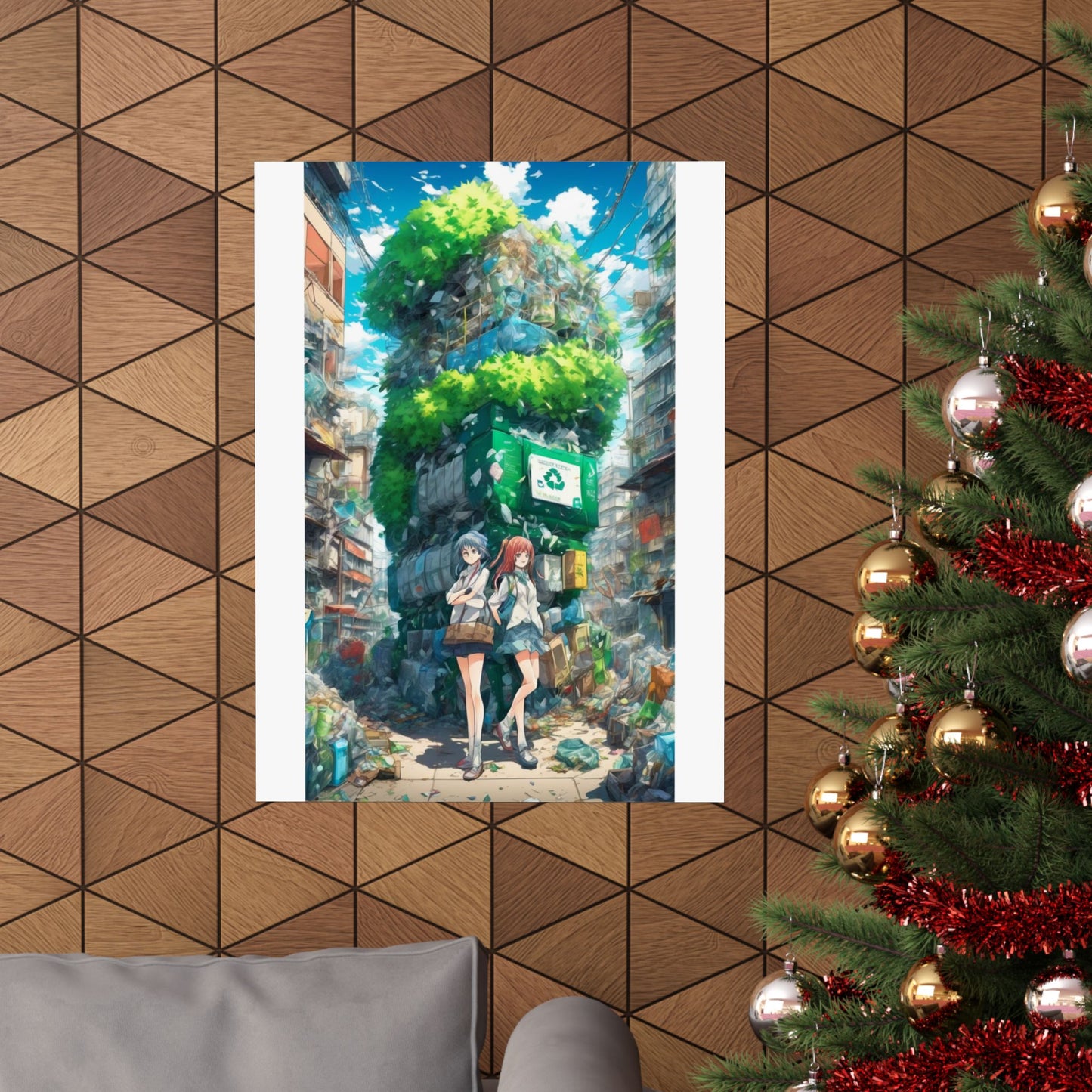 Urban Recycling Anime Friends Green City Wall Poster