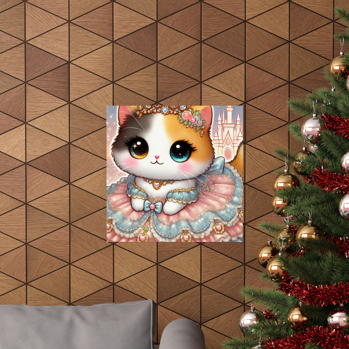 Pastel Princess Calico Cat Fantasy Wall Art Poster