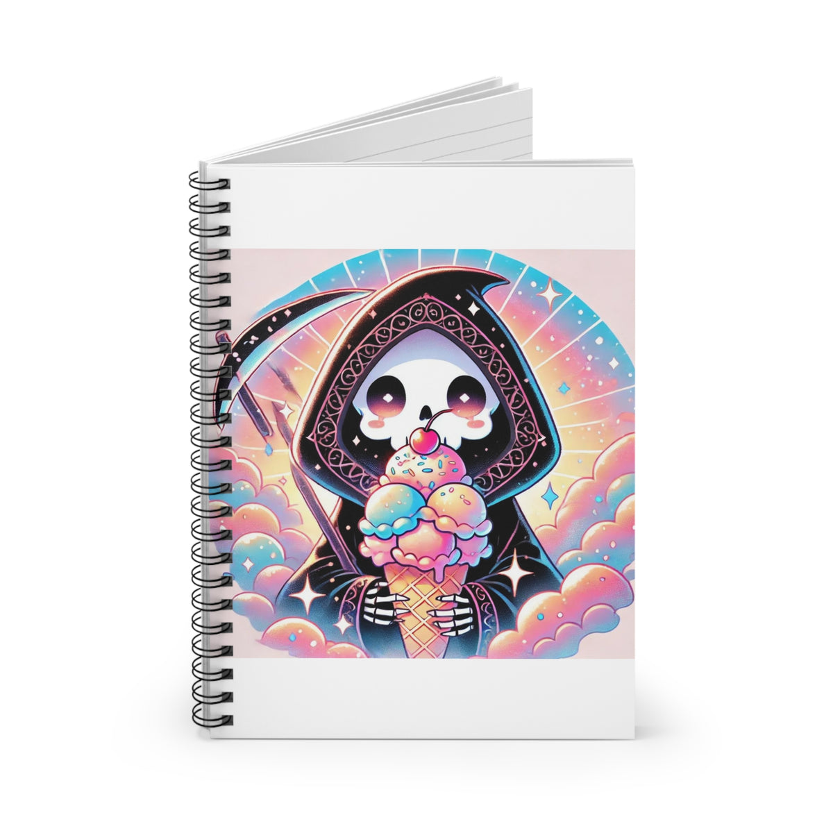 Pastel Grim Reaper Ice Cream Gothic Spiral Notebook