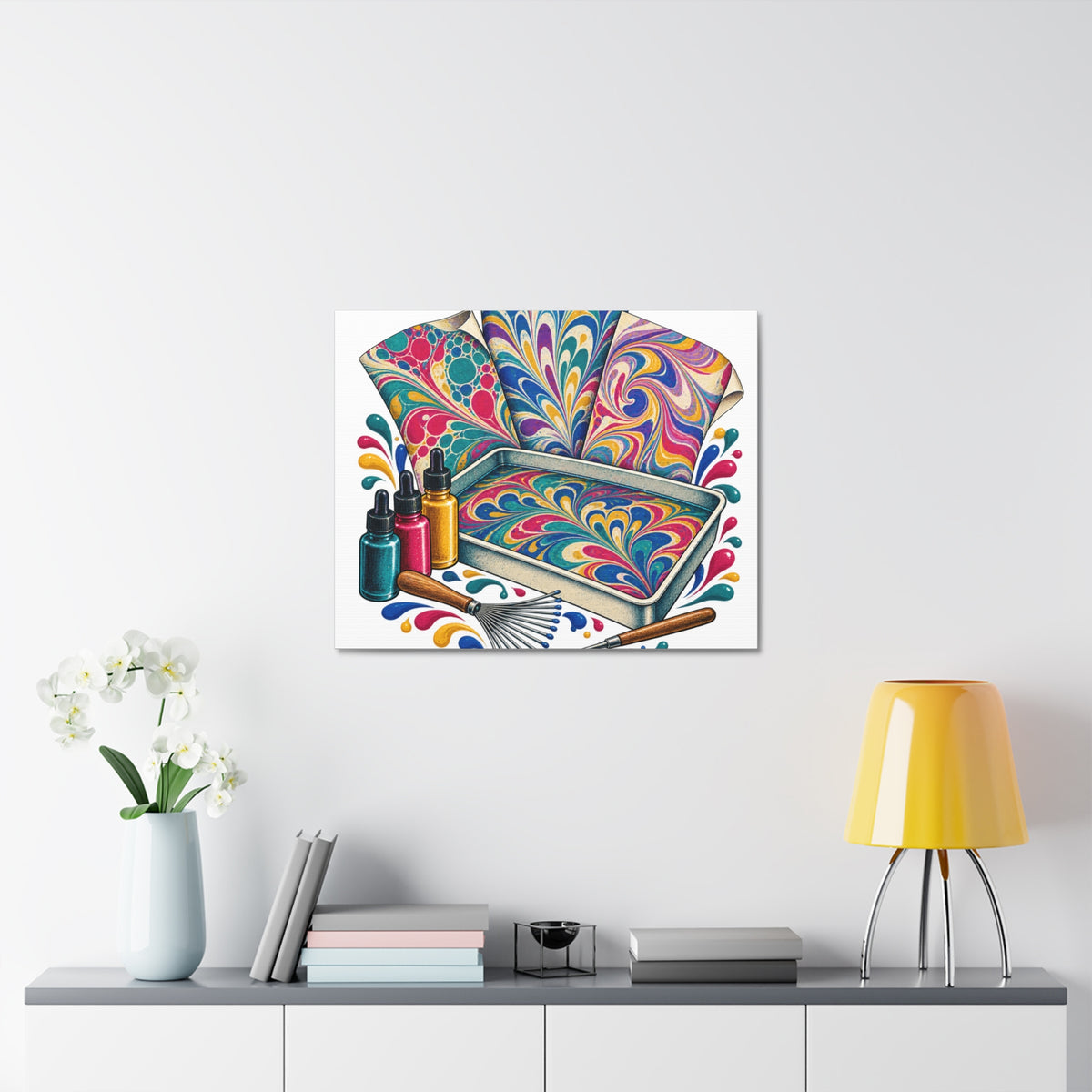 Colorful Paper Marbling Workshop Canvas