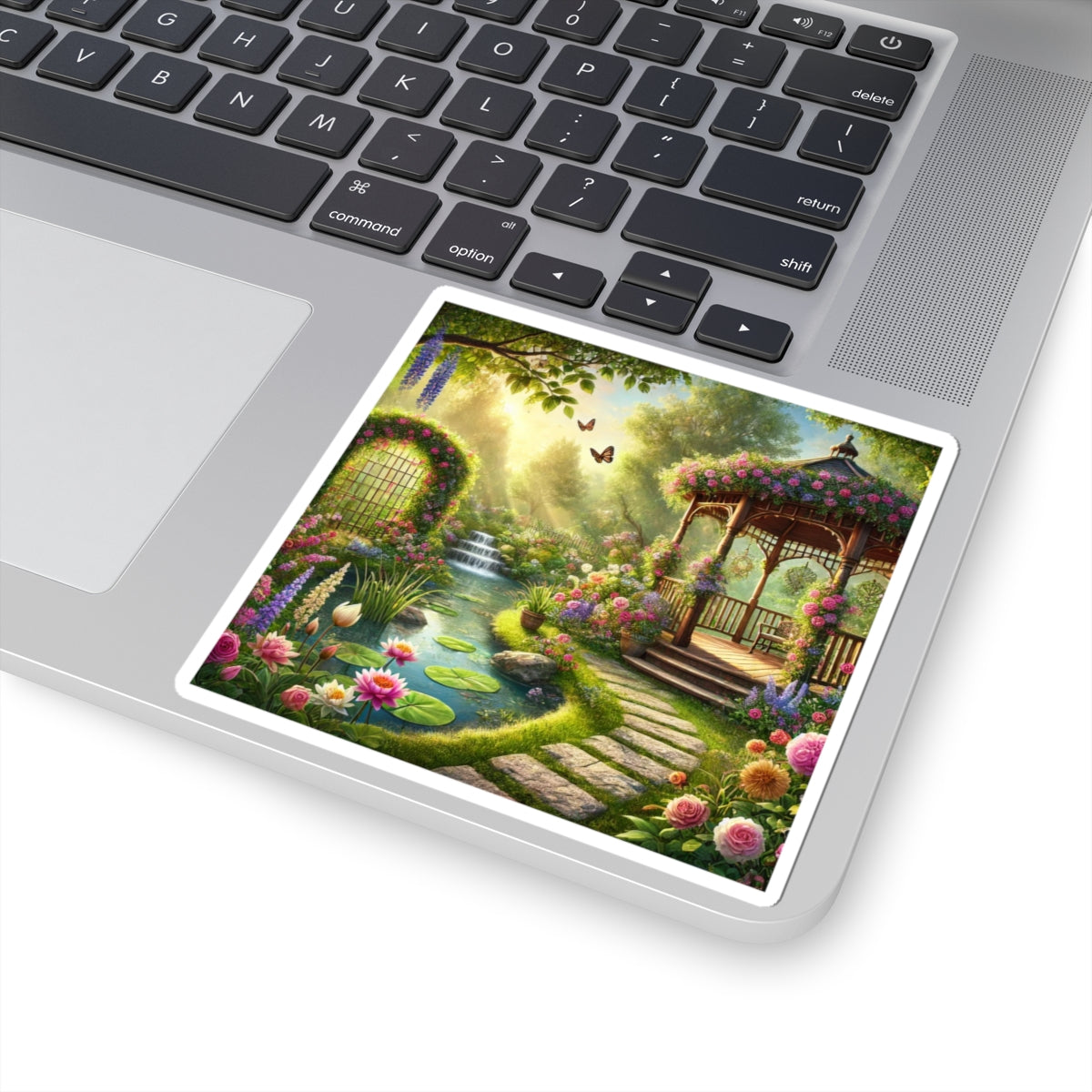 Sunlit Rose Gazebo Cottage Garden Sticker