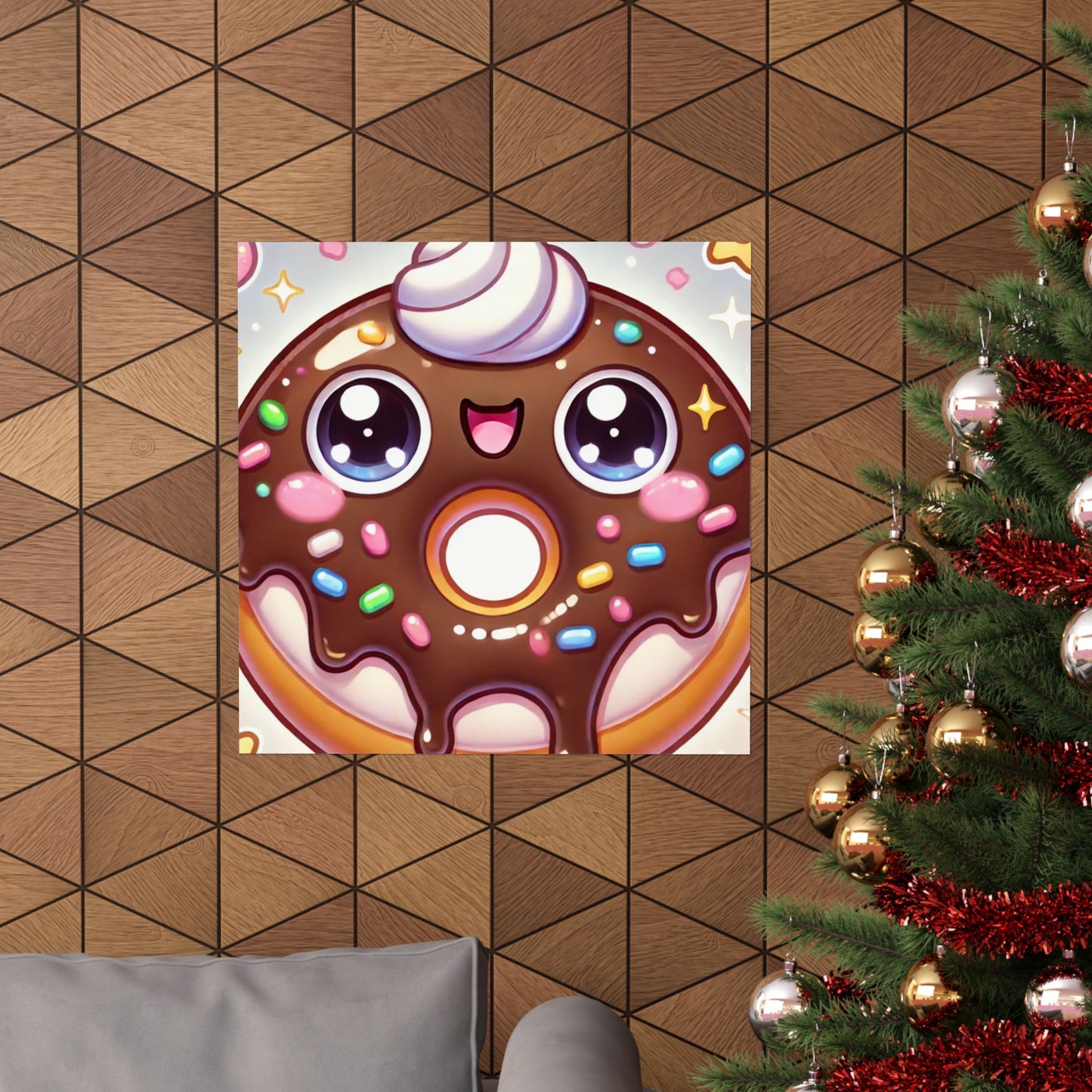 Kawaii Chocolate Donut Cute Dessert Art Poster