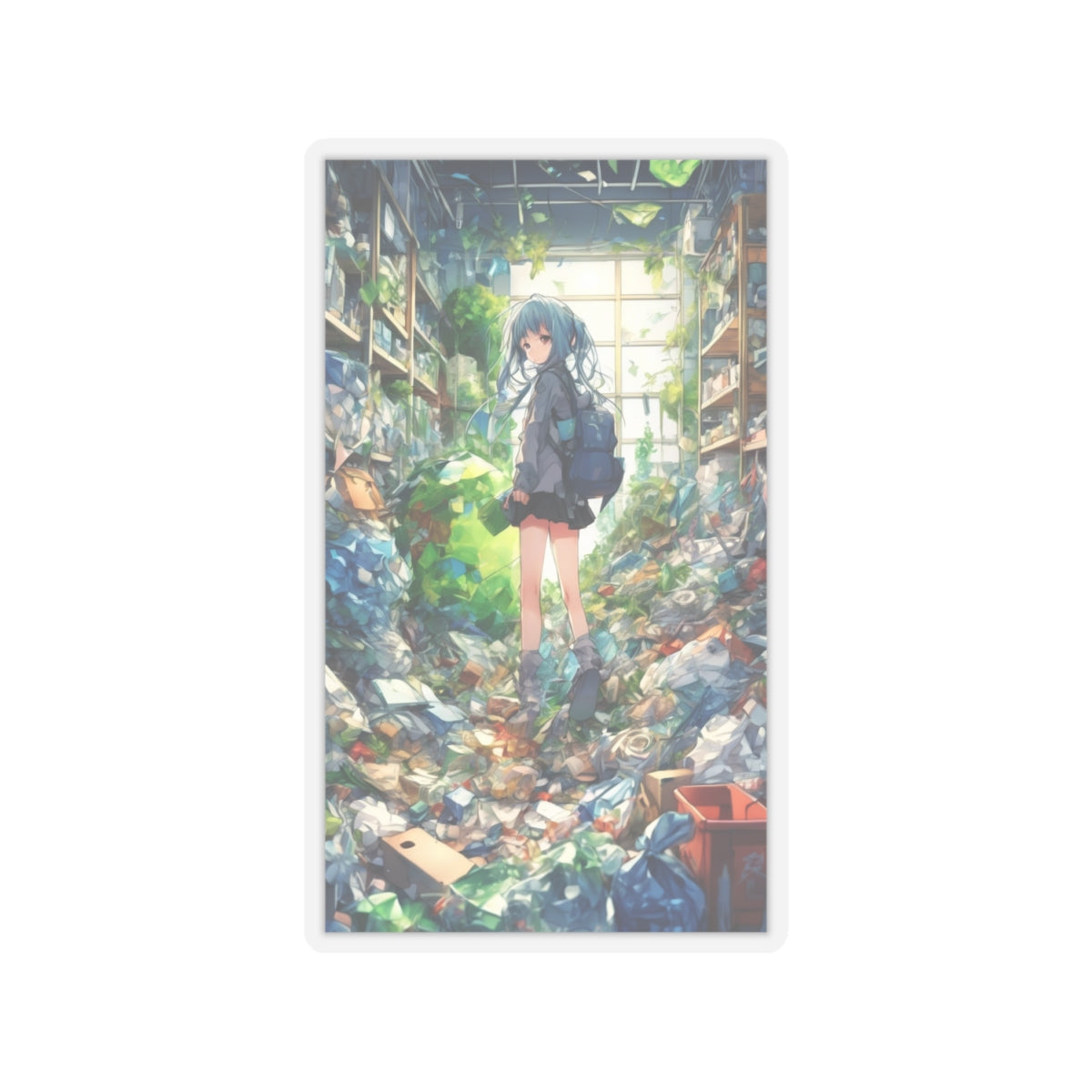 Green Recycling Alley Anime Girl Green City Sticker