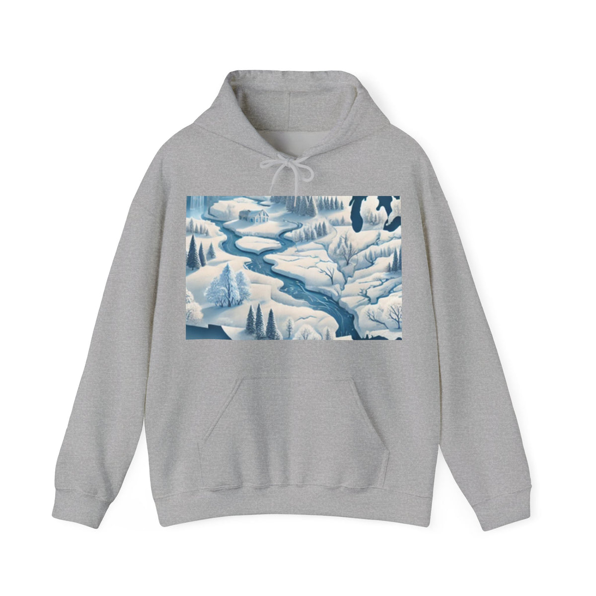 Winter USA Dreamscape Snowy Map Travel Hoodie Geography Gift