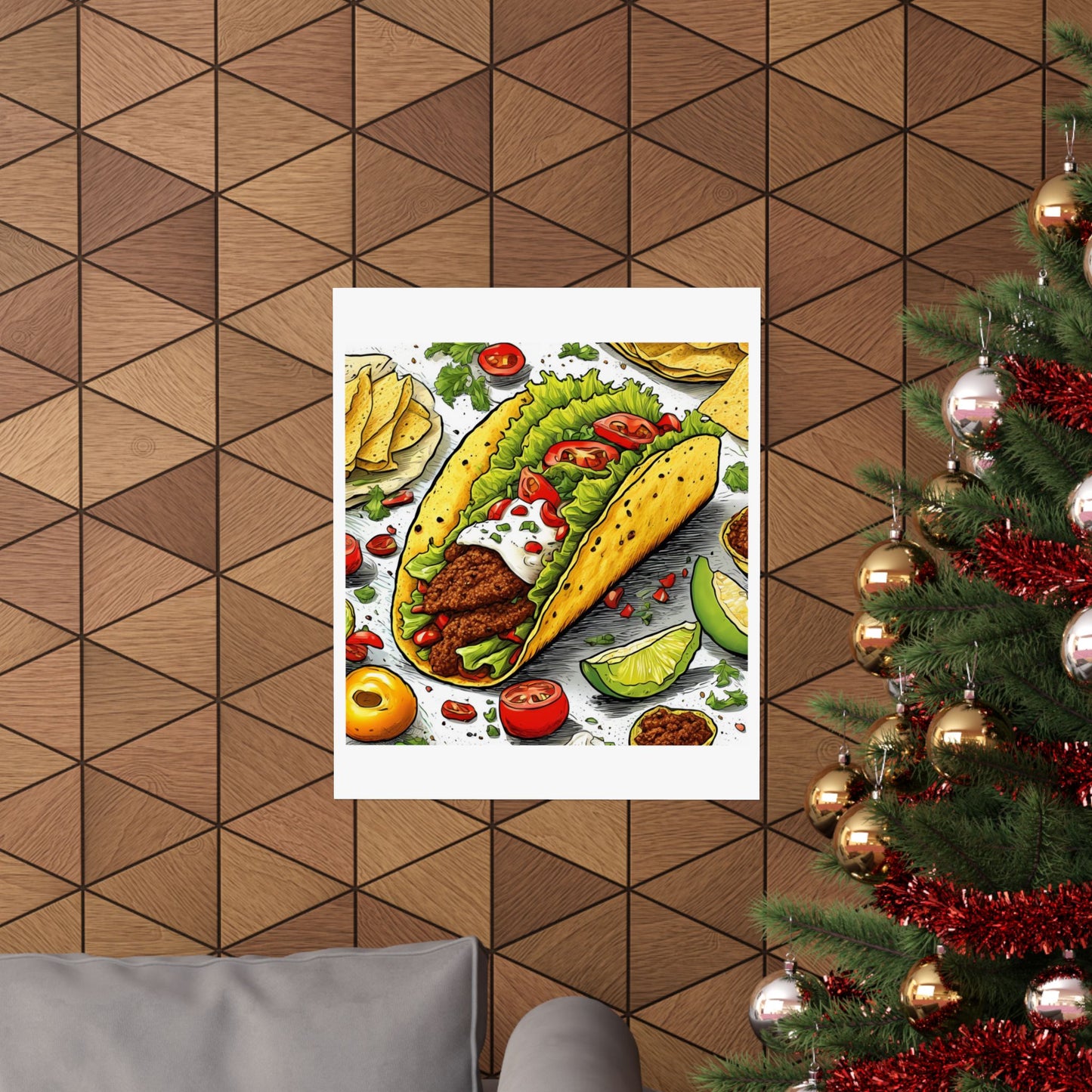 Bold Taco Illustration Foodie Gift Art Poster