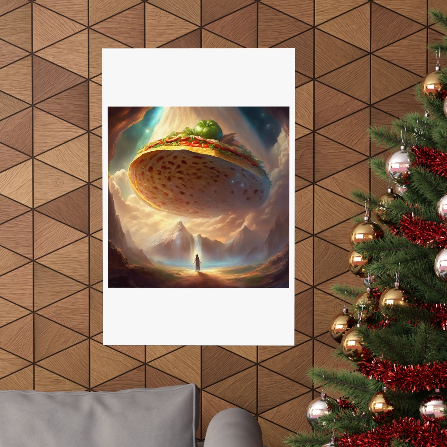 Cosmic Taco UFO Surreal Food Fantasy Art Poster