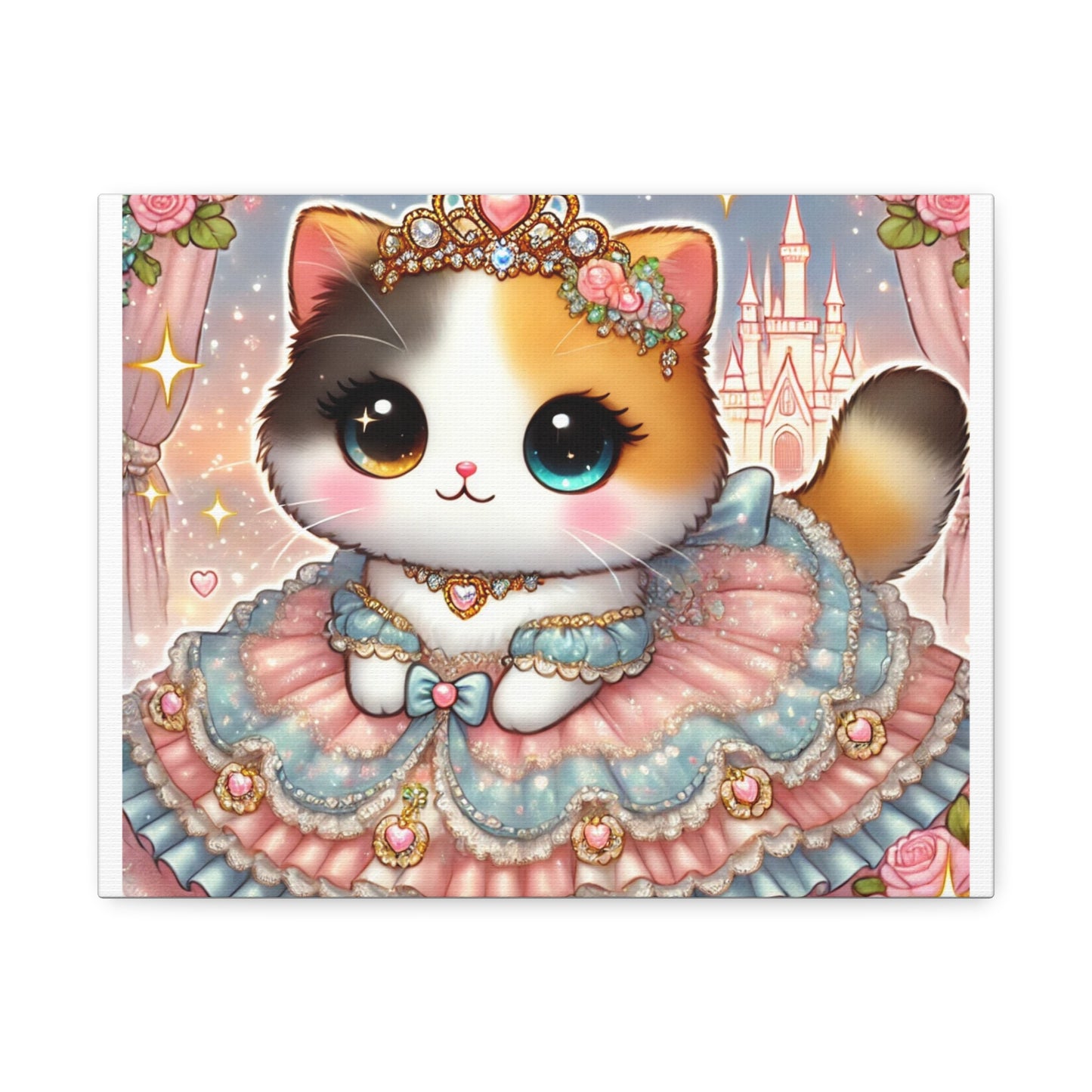 Pastel Princess Calico Cat Fantasy Canvas Wall Art