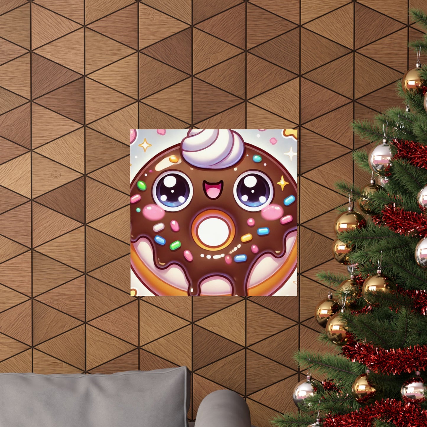 Kawaii Chocolate Donut Cute Dessert Art Poster