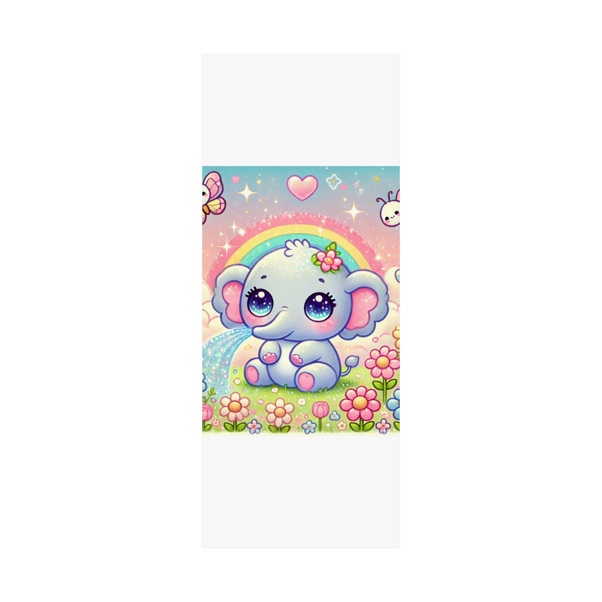 Pastel Rainbow Baby Elephant Floral Wall Art Poster