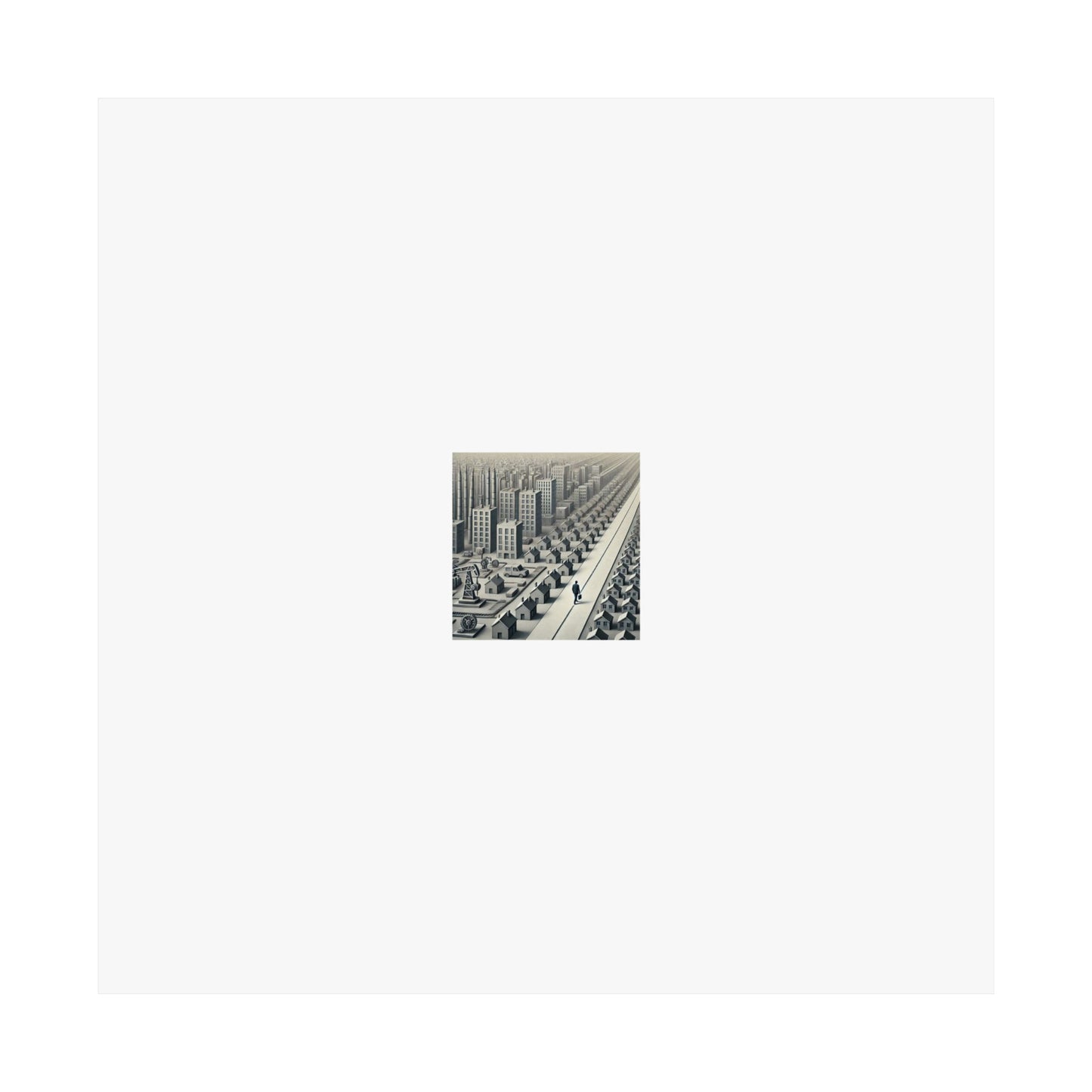 Monochrome Urban Factory Cityscape Poster Industrial Wall Art Gift