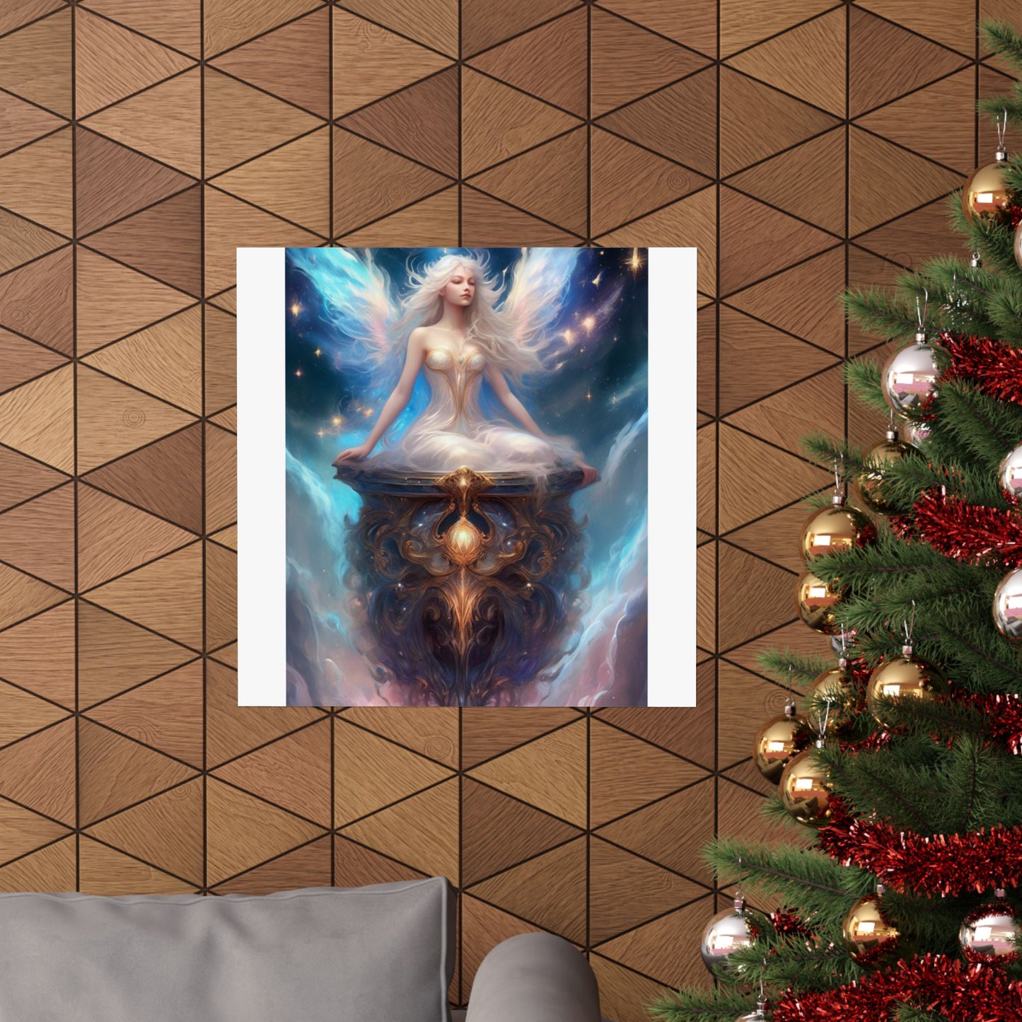 Celestial Winged Meditation Fantasy Portrait Poster
