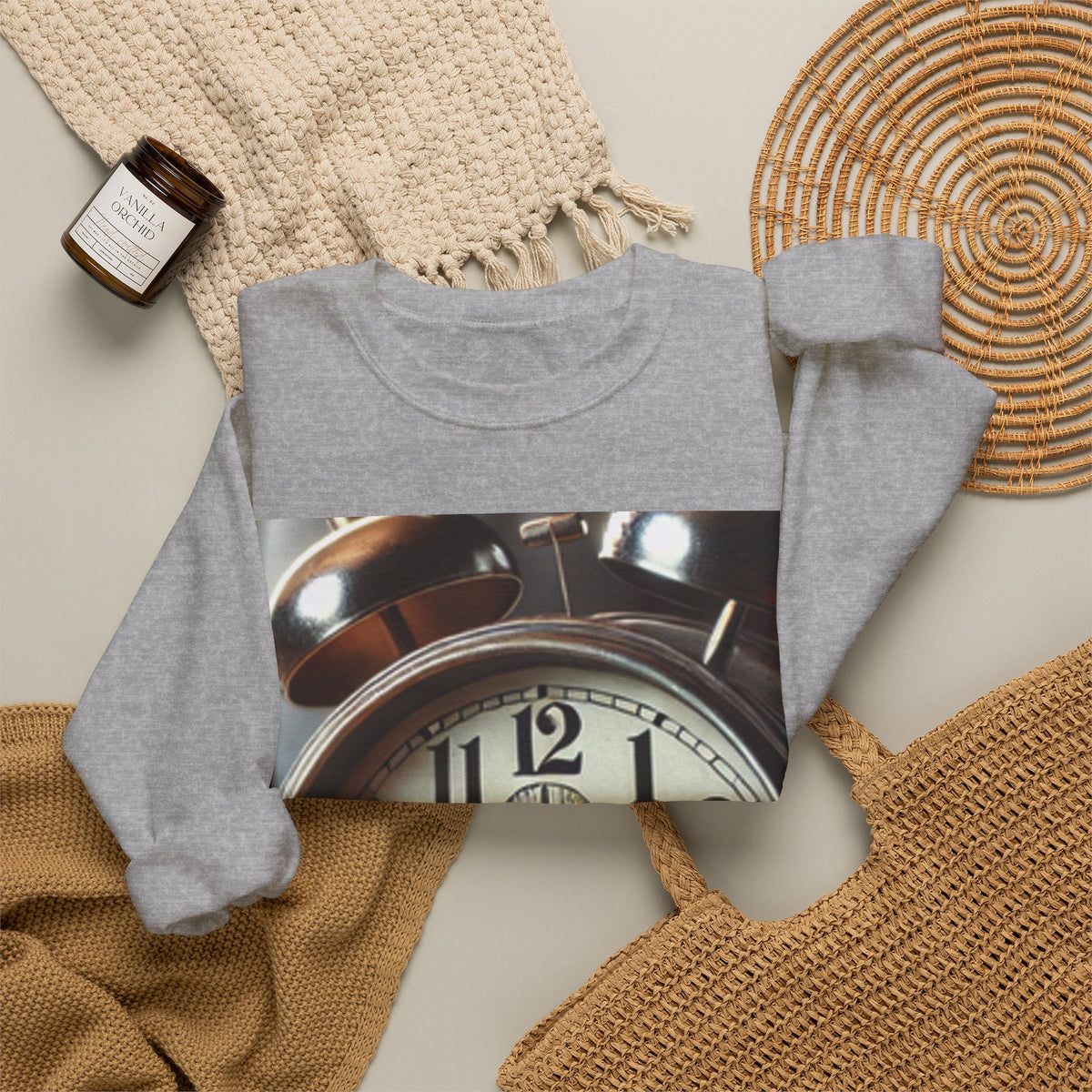 Vintage Alarm Clock Morning Routine Soft Sweatshirt