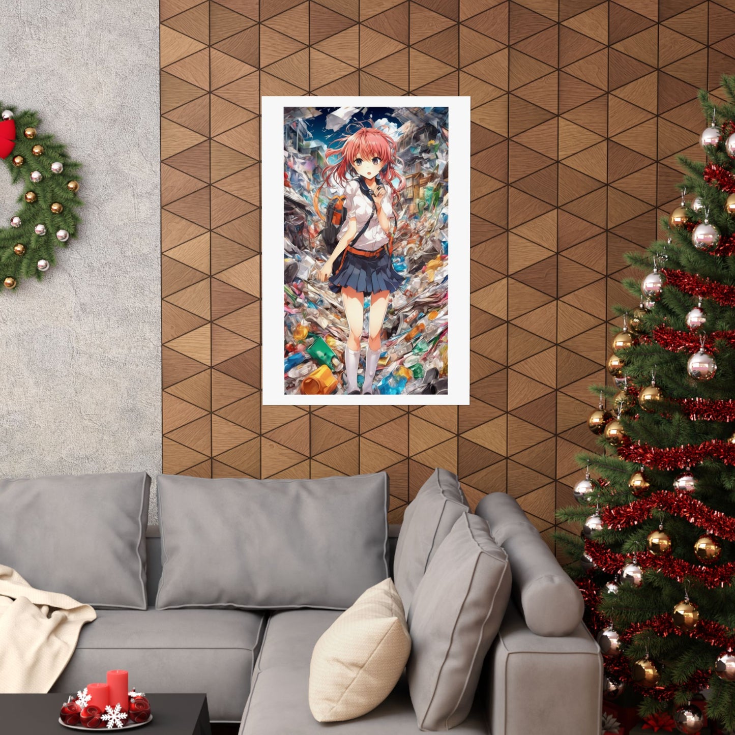Recycling Day Anime Schoolgirl Eco Street Art Poster