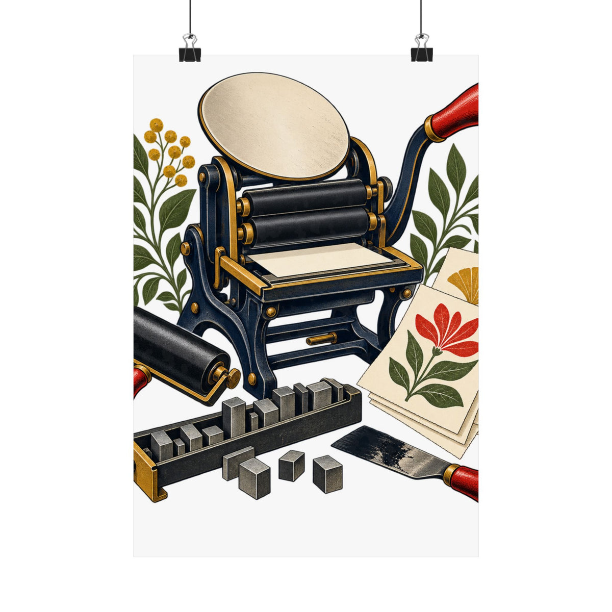 Botanical Letterpress Printshop Poster