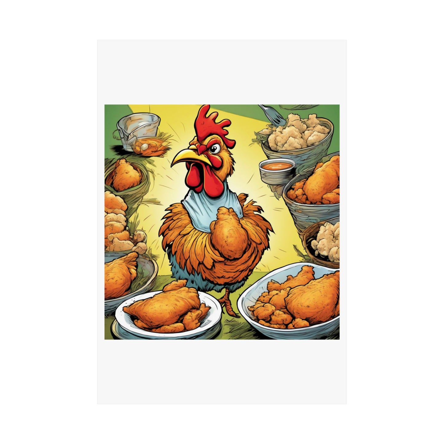 Funny Chicken Fried Food Comfort Food Art Poster