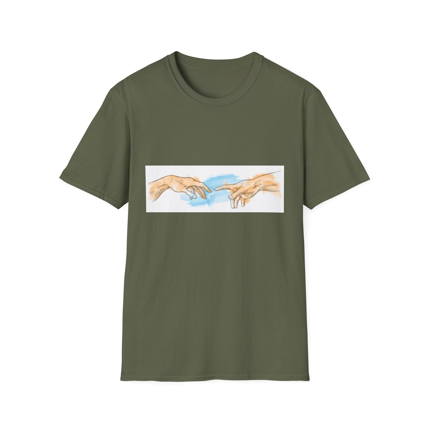 Creation of Adam Hands Graphic T-Shirt Michelangelo Inspired Art Tee Minimal Renaissance Aesthetic Inspired Unisex Shirt