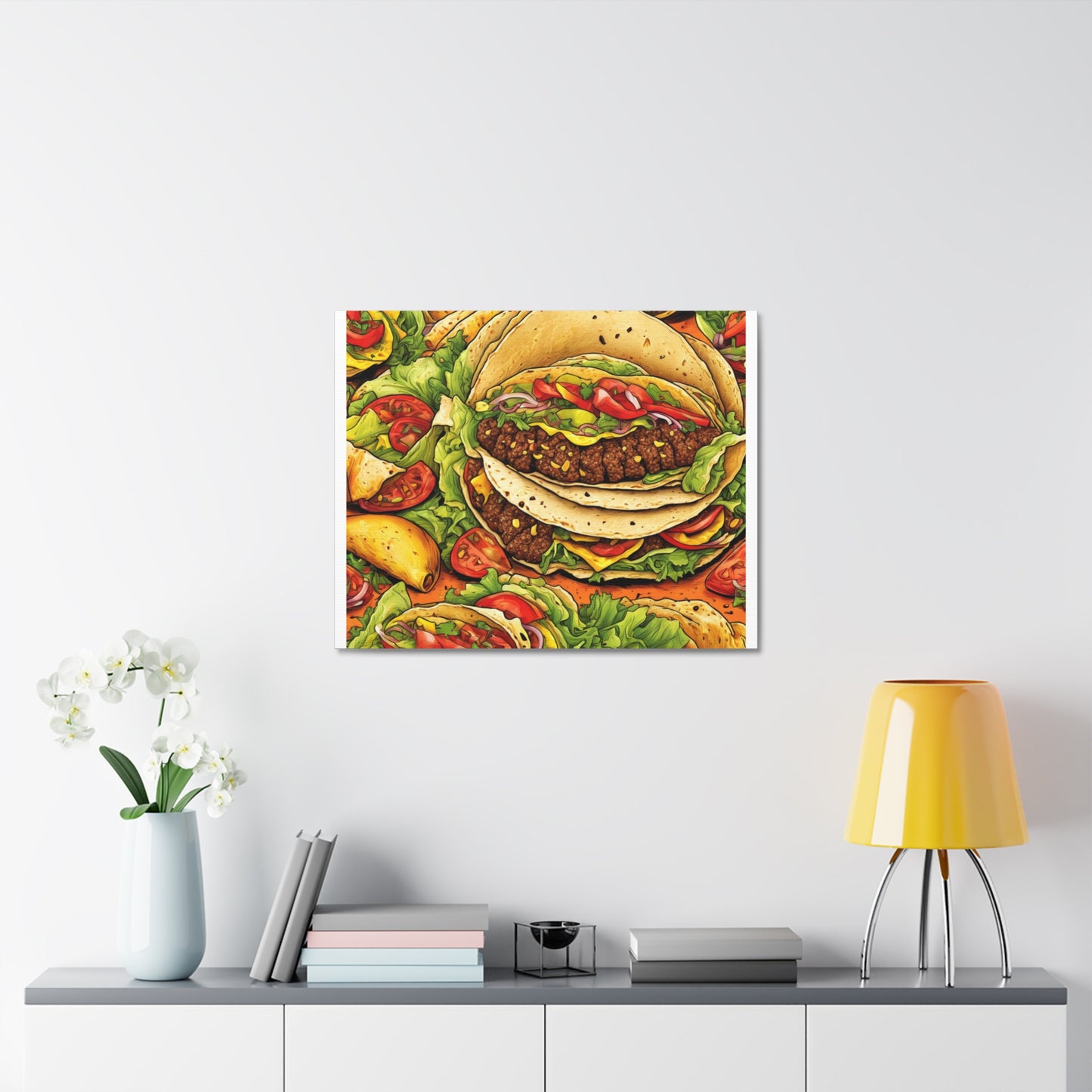 Stacked Taco Fiesta Foodie Gift Art Canvas