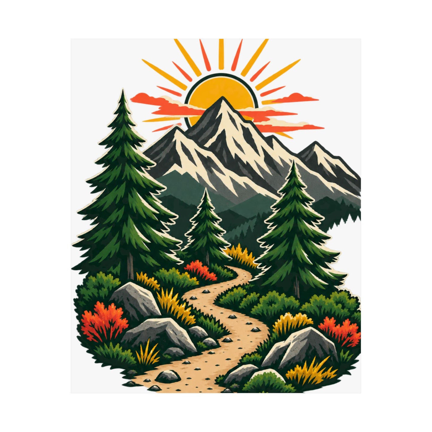 Sunrise Mountain Trail Outdoor Adventure Poster