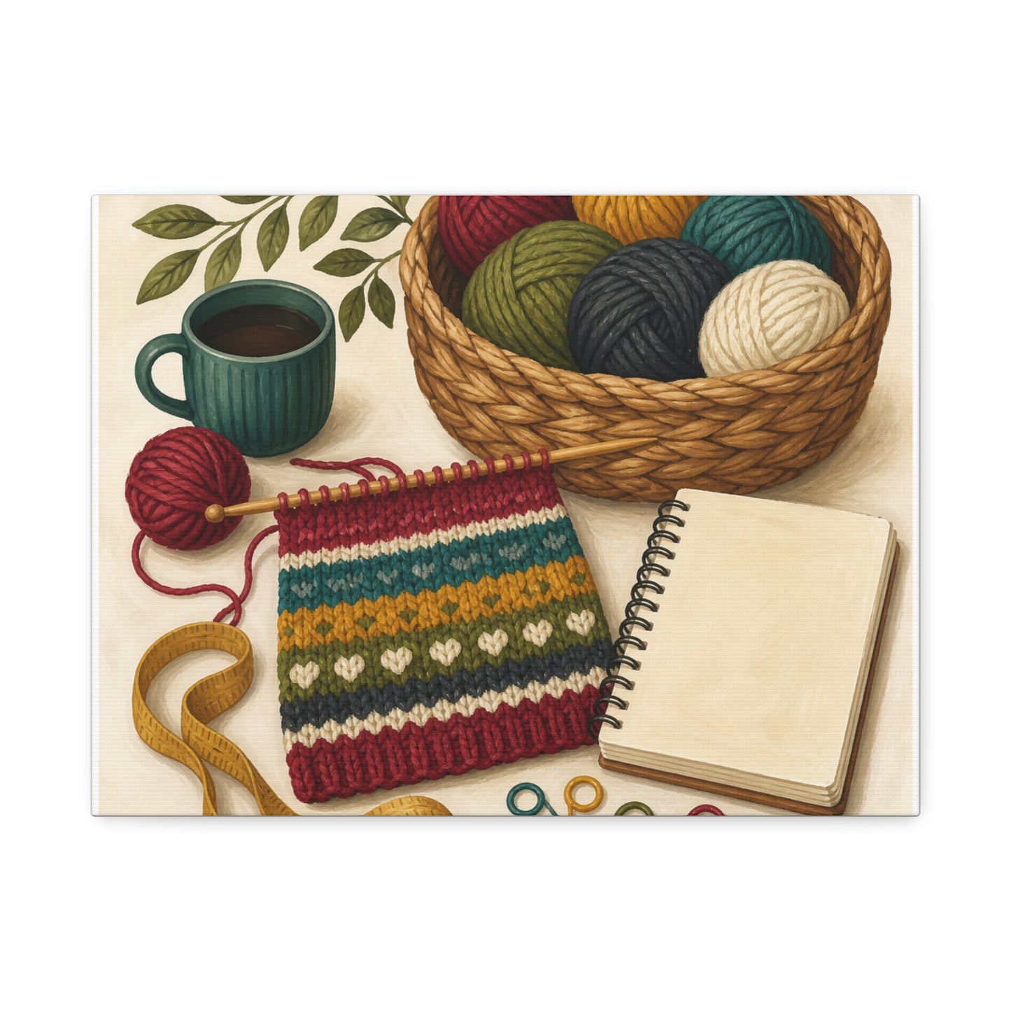 Cozy Knitting and Yarn Hobby Art Canvas Art
