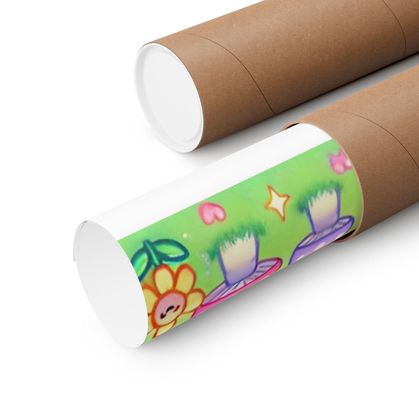 Pastel Panda and Bunny Rainbow Garden Wall Art Poster