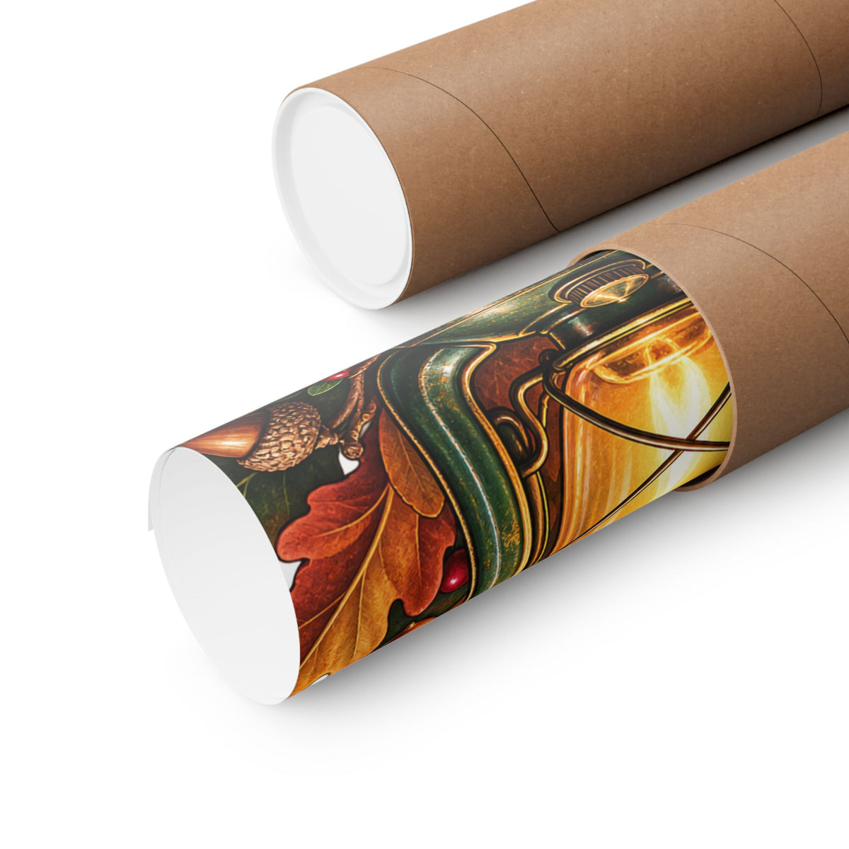 Autumn Oak Lantern and Acorns Poster