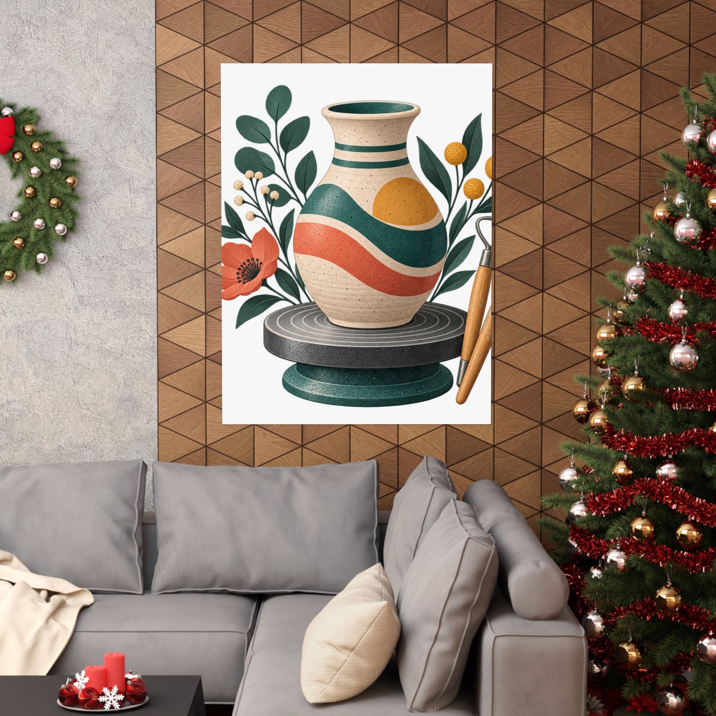 Midcentury Pottery Botanical Art Poster