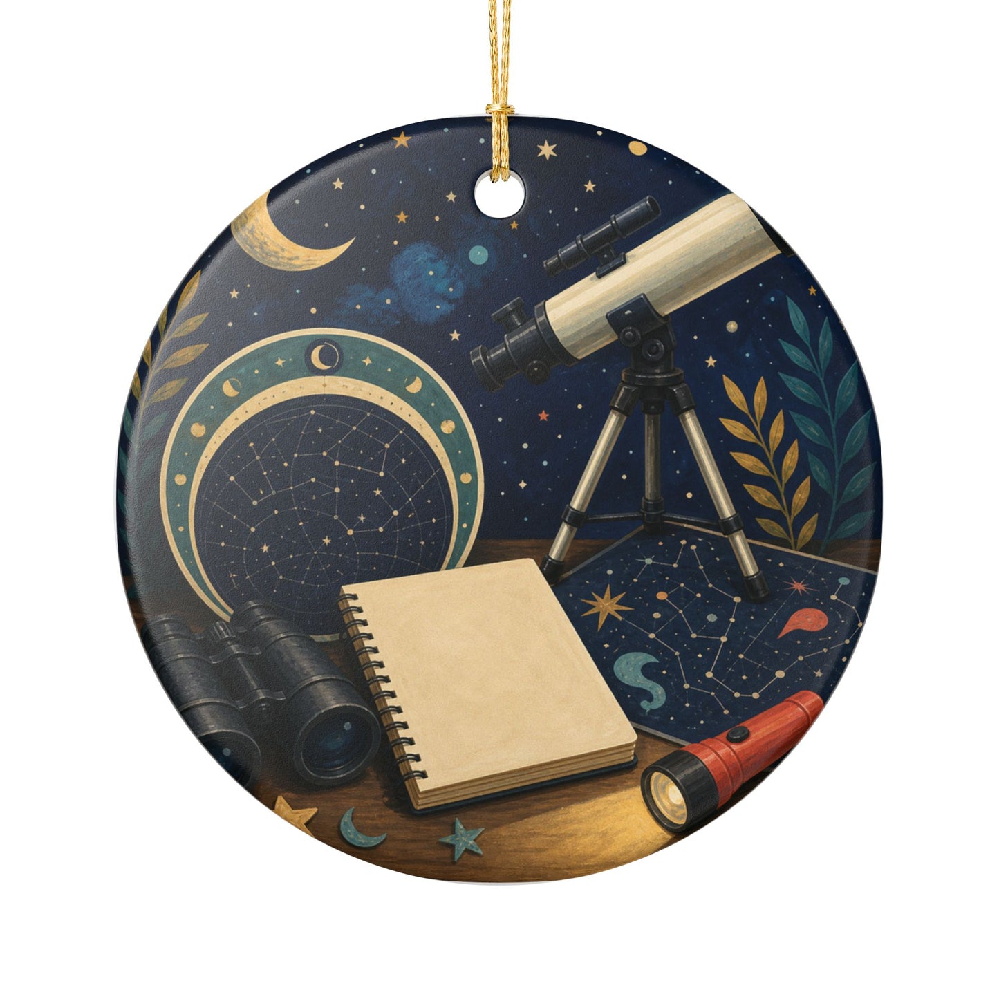 Classic Stargazing Astronomy Hobby Art Ceramic Ornament, Holiday Keepsake and Gi