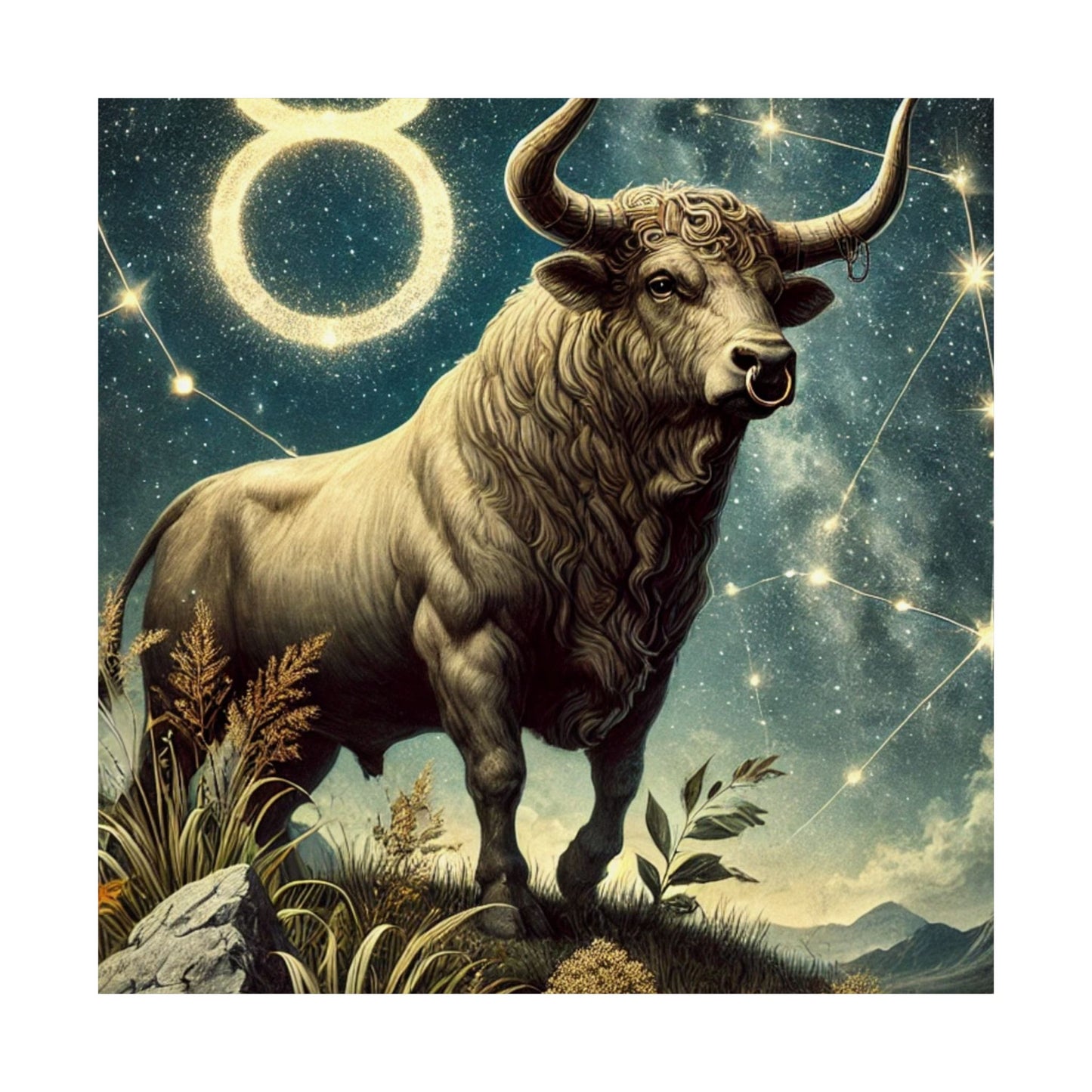 Taurus Bull Constellation Celestial Wall Art Poster