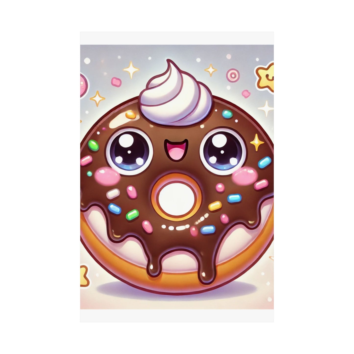 Kawaii Chocolate Donut Cute Dessert Art Poster