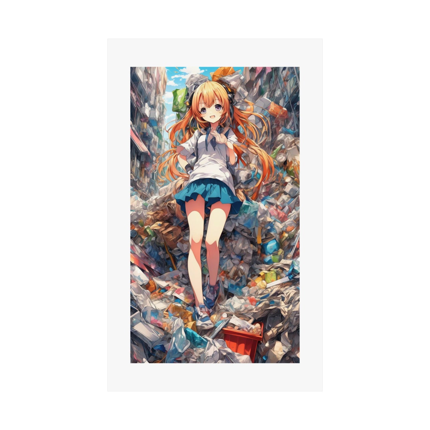 Recycling Rescue Anime Heroine Eco Street Art Poster
