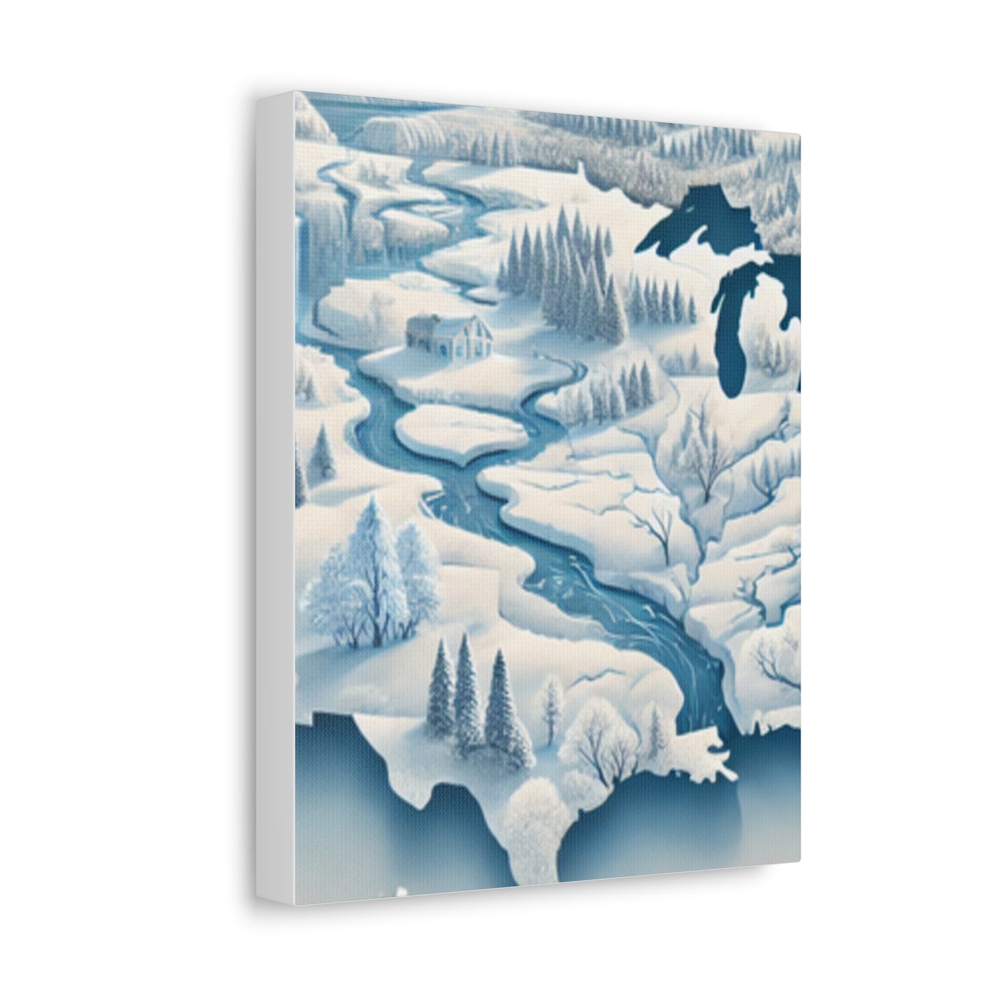 Winter USA Dreamscape Snowy Map Canvas Wall Art Travel Gift