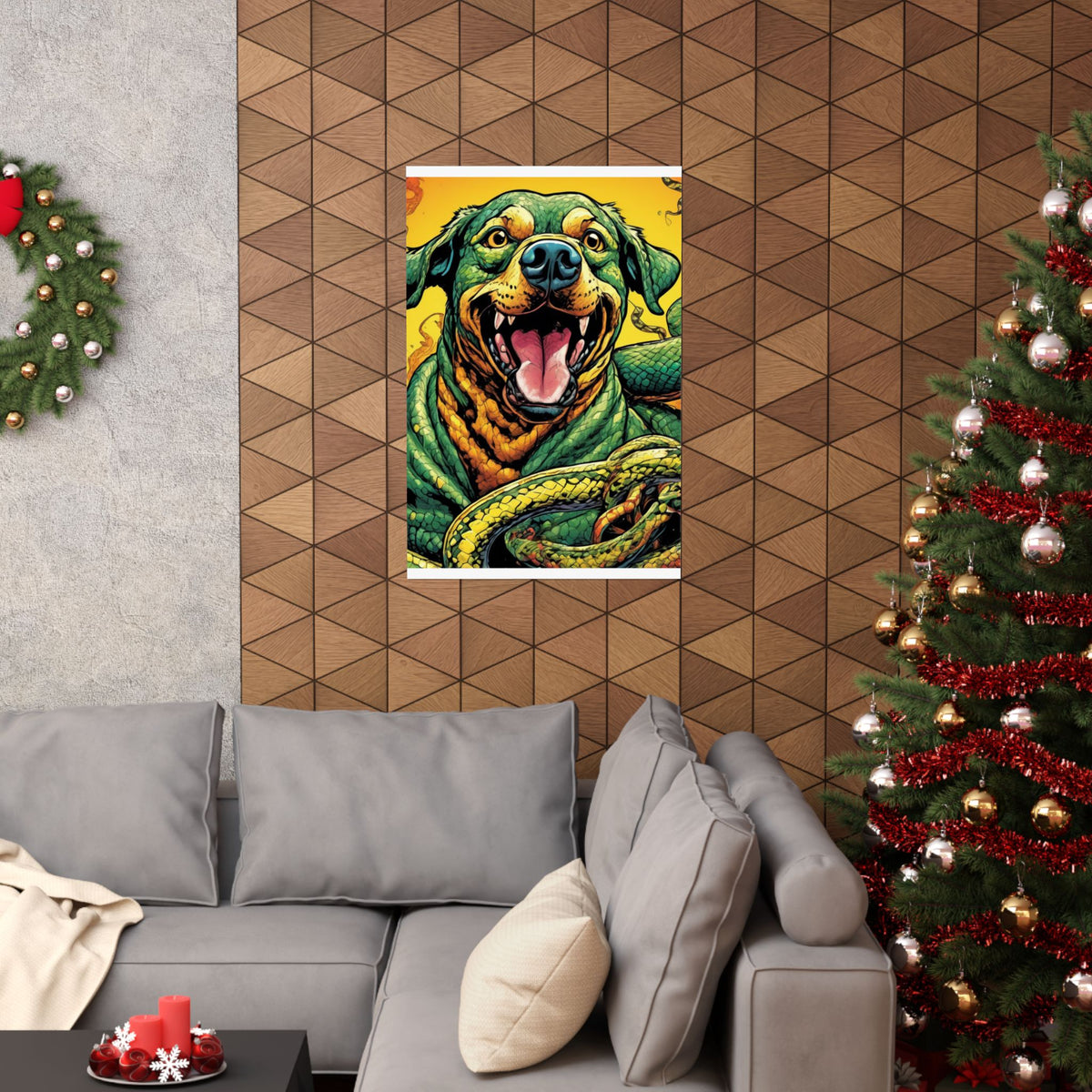 Surreal Serpent Hound Dark Fantasy Wall Art Poster